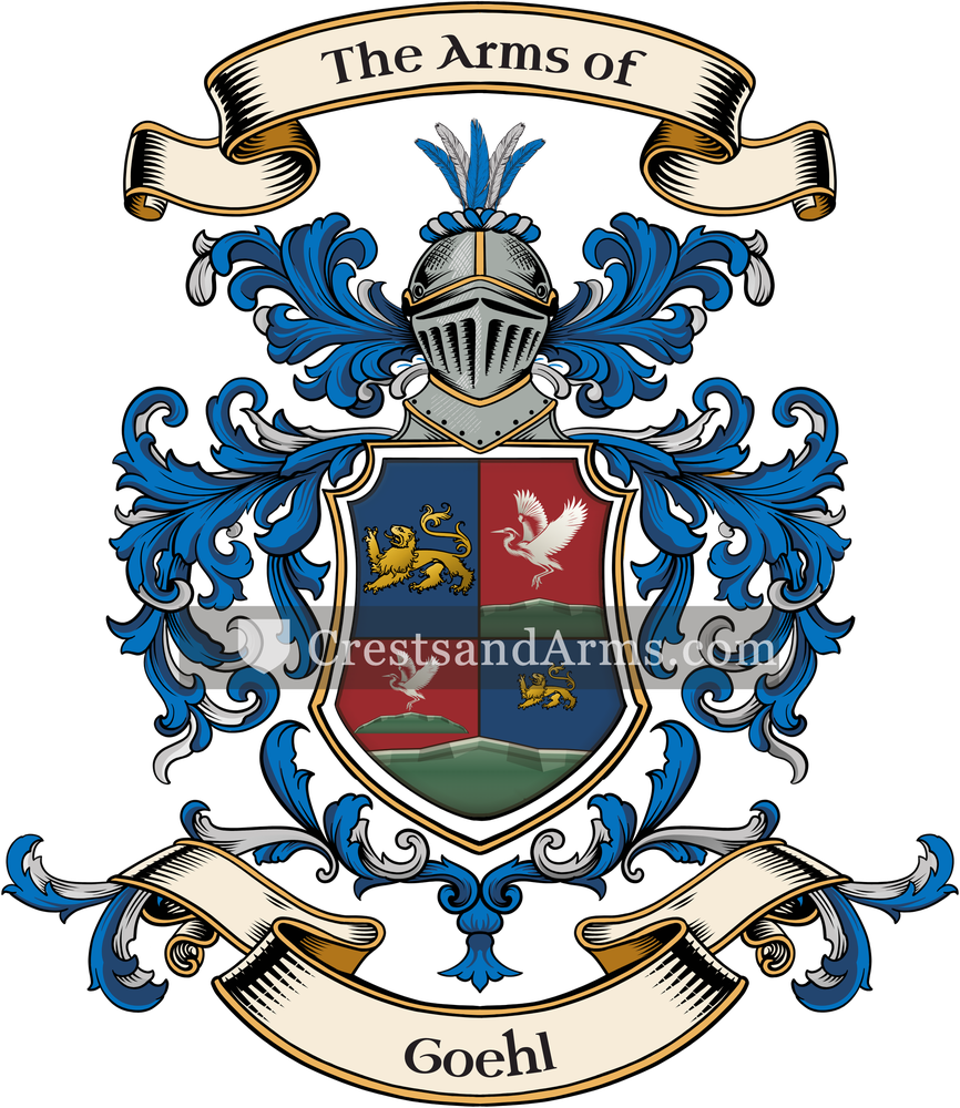 The Goehl coat of arms, drawn from the recorded blazon
