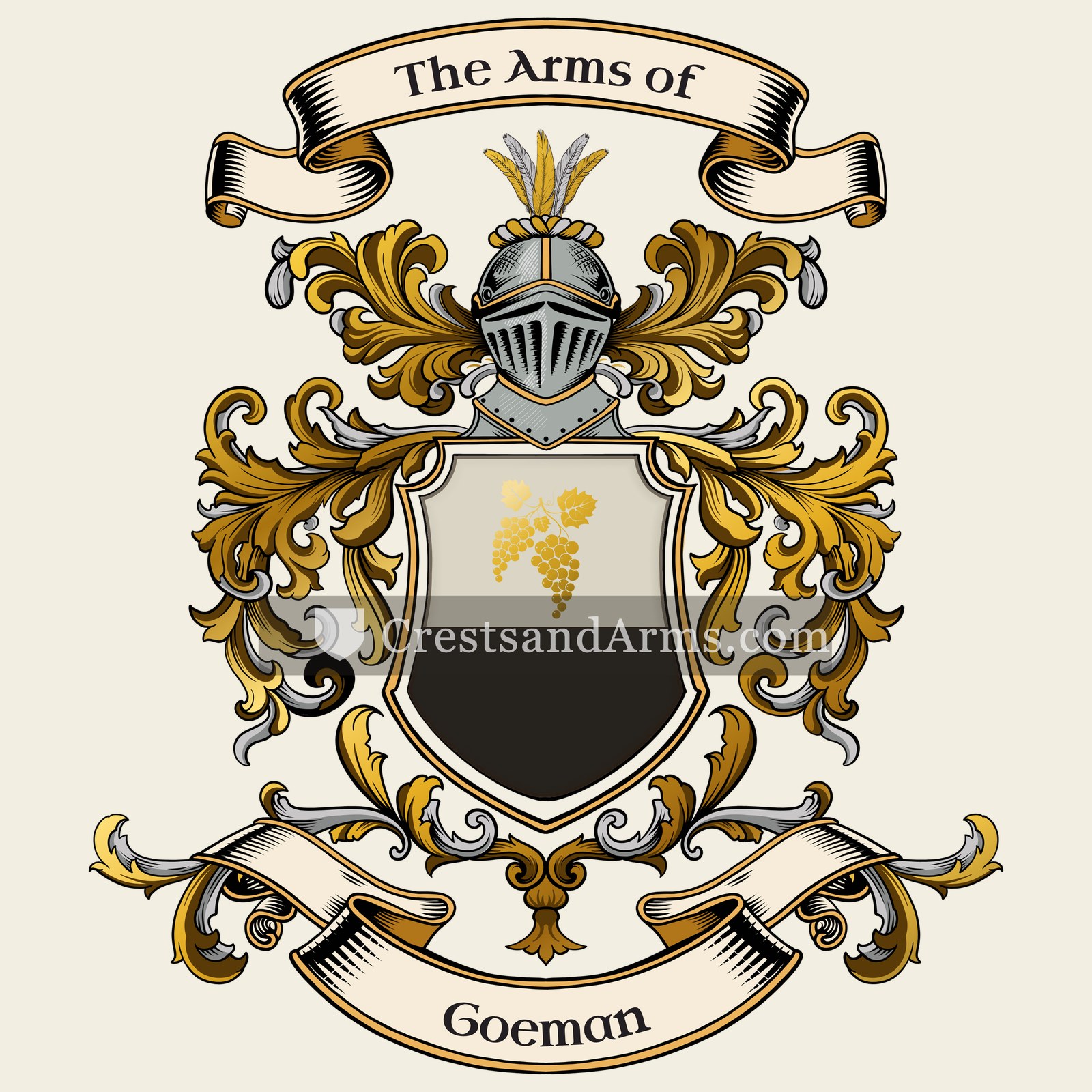 The Goeman coat of arms, drawn from the recorded blazon