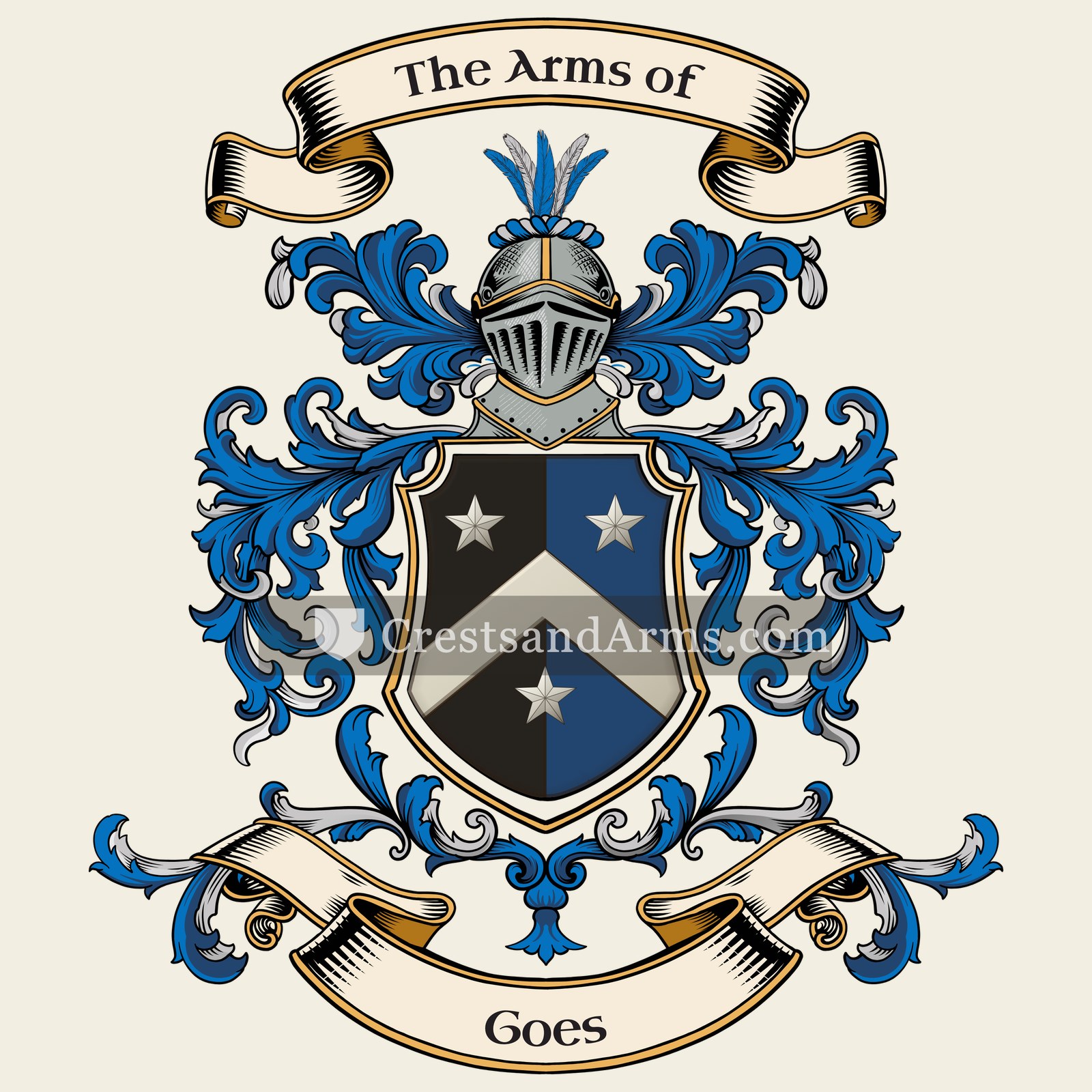 The Goes coat of arms, drawn from the recorded blazon
