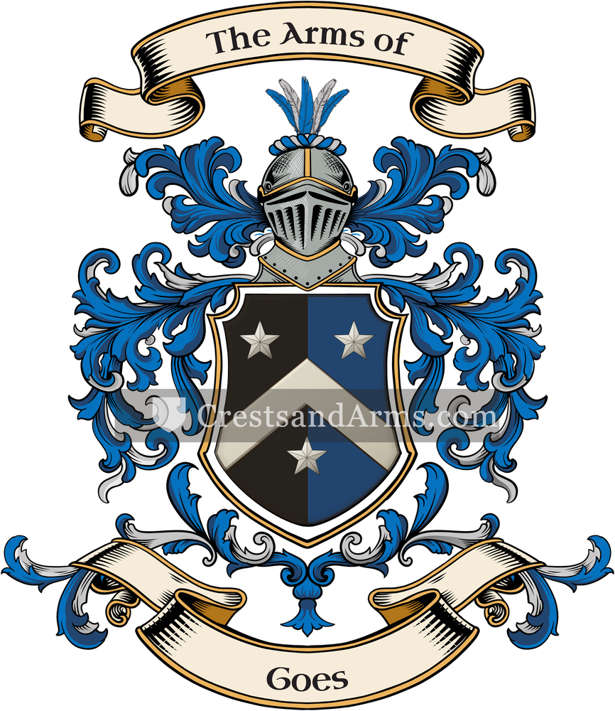 The Goes coat of arms, drawn from the recorded blazon