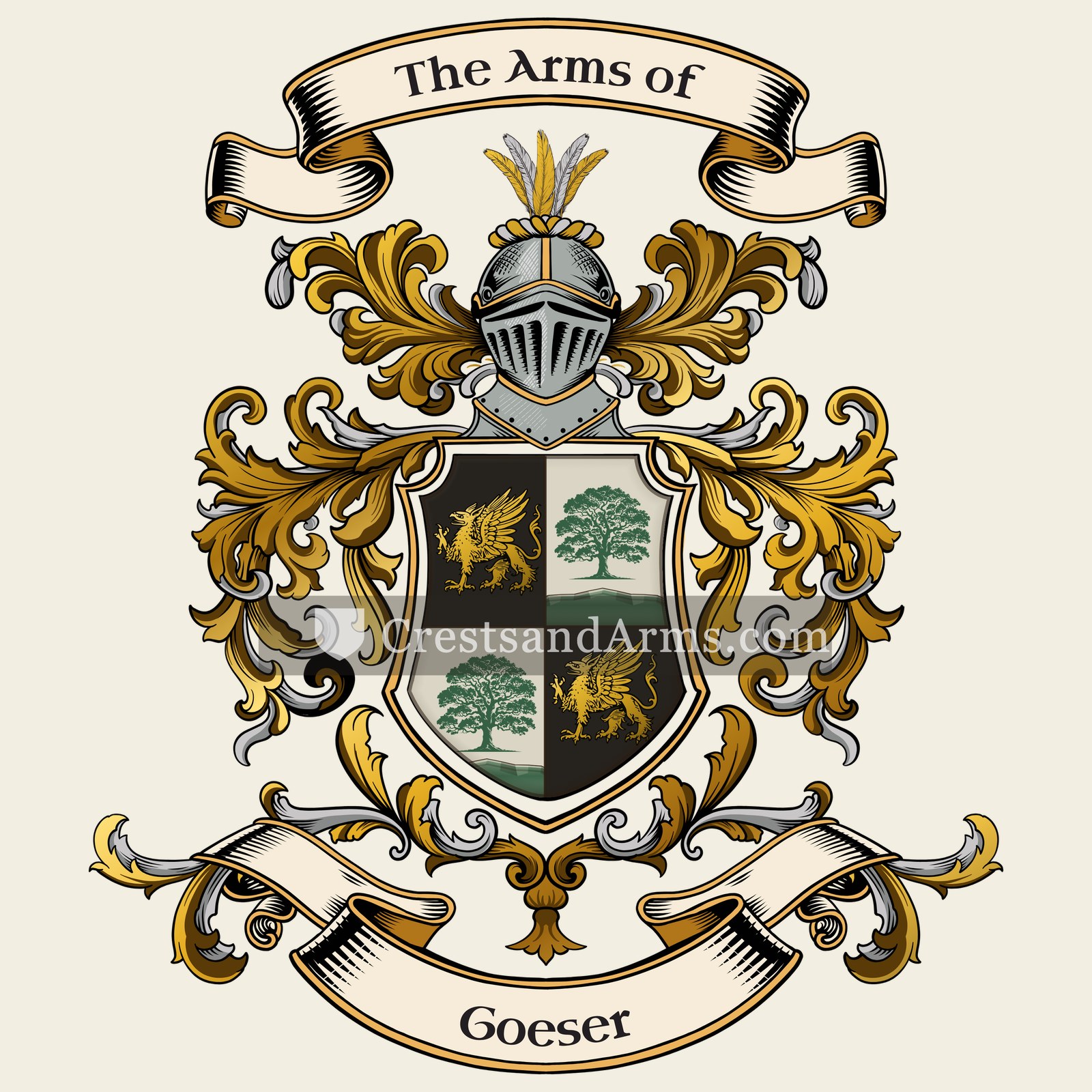 The Goeser coat of arms, drawn from the recorded blazon