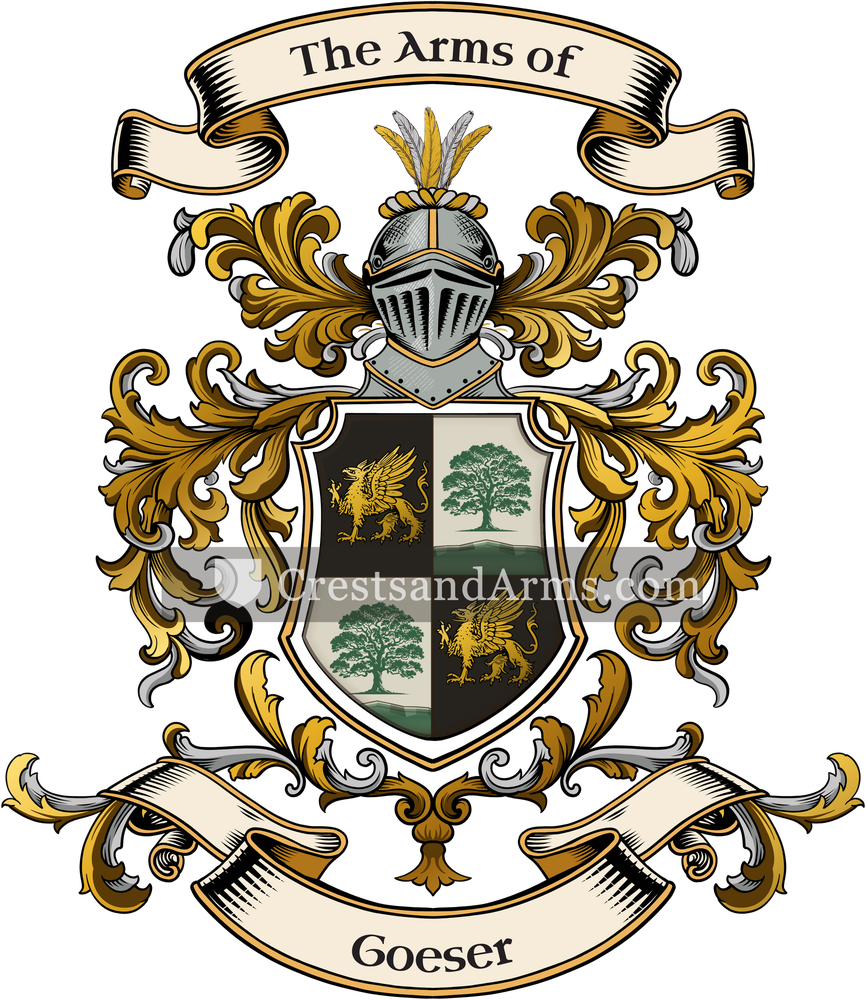 The Goeser coat of arms, drawn from the recorded blazon