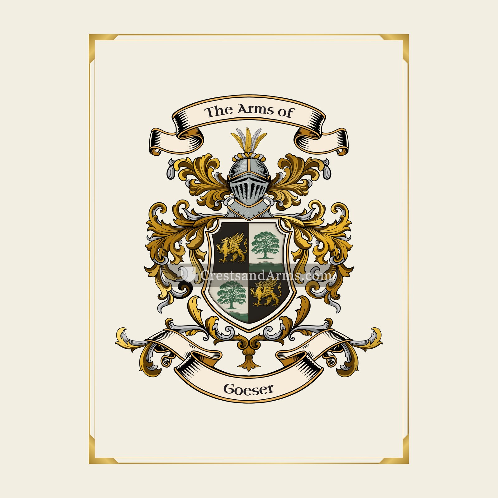 With gold border