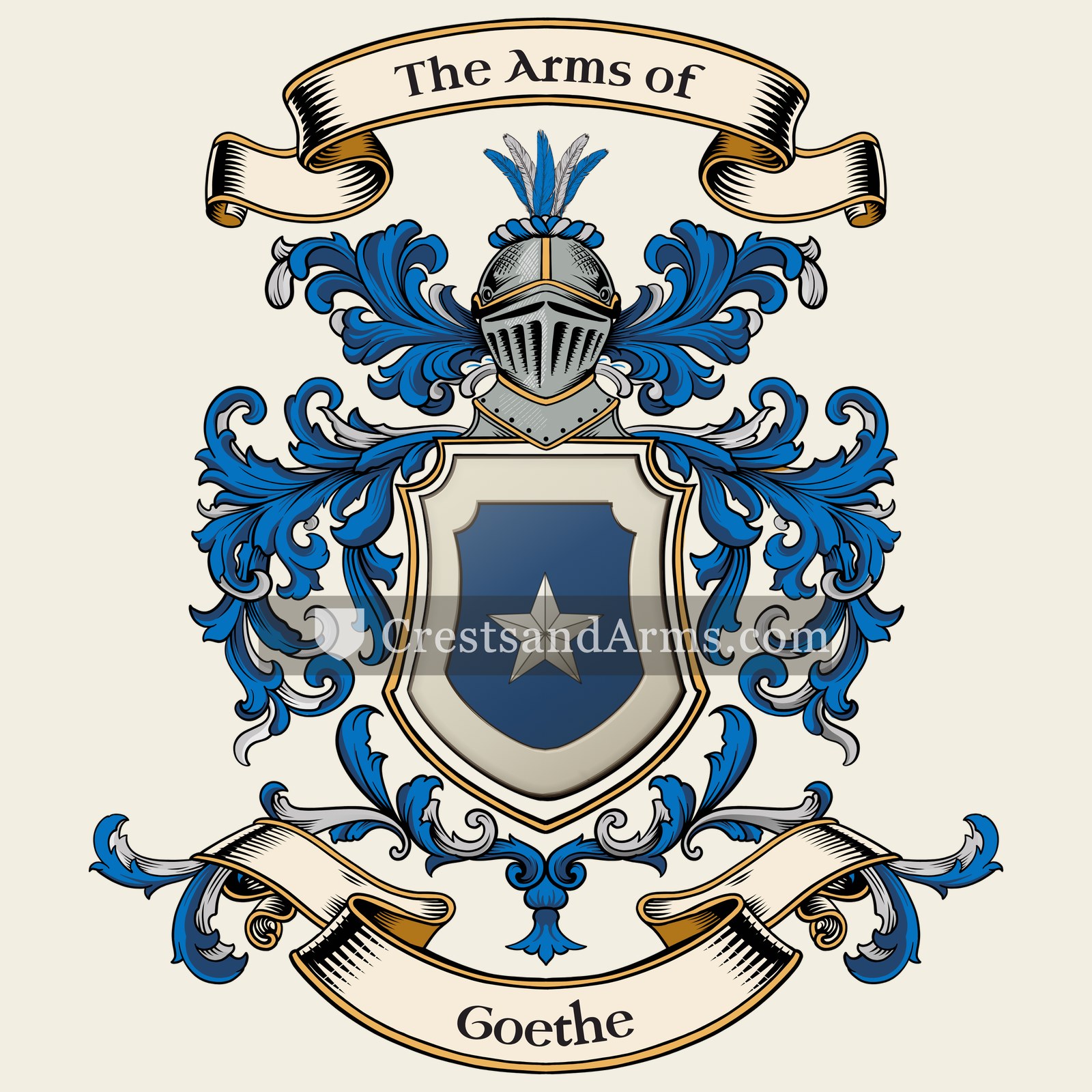 The Goethe coat of arms, drawn from the recorded blazon