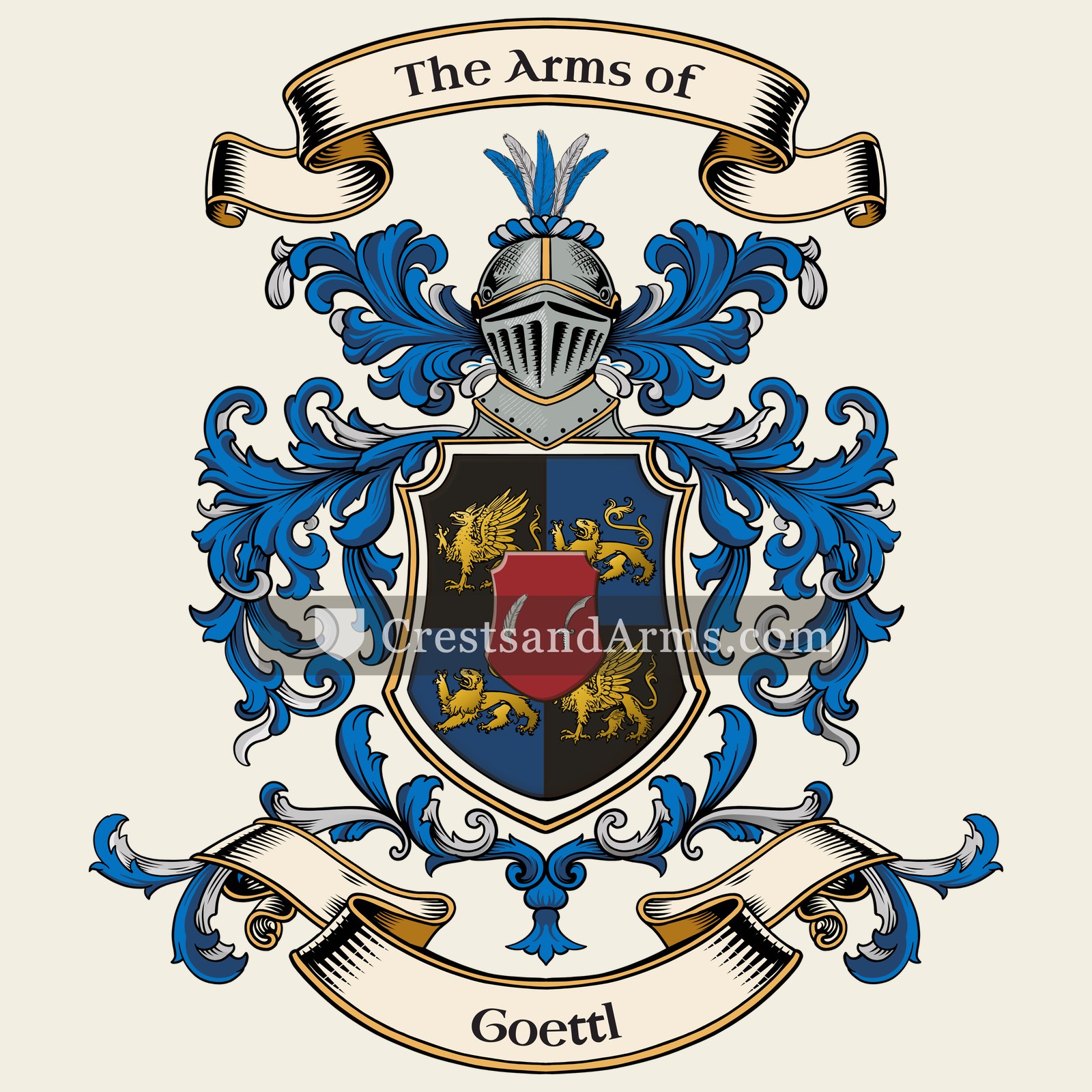 The Goettl coat of arms, drawn from the recorded blazon