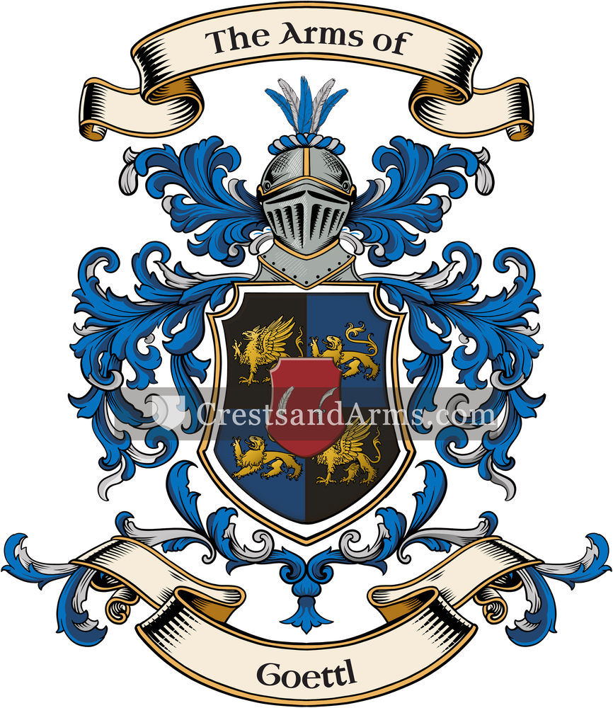 The Goettl coat of arms, drawn from the recorded blazon