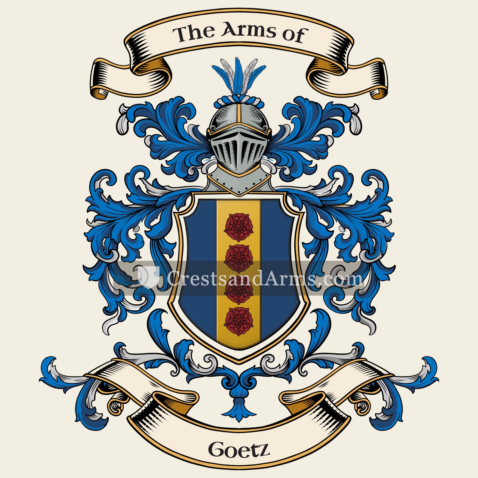 The Goetz coat of arms, drawn from the recorded blazon