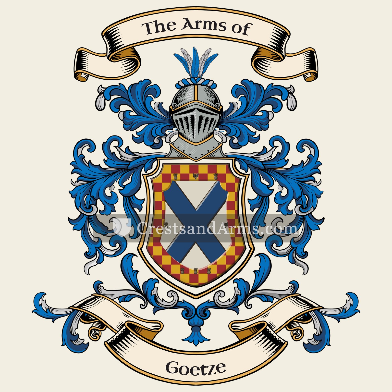 The Goetze coat of arms, drawn from the recorded blazon