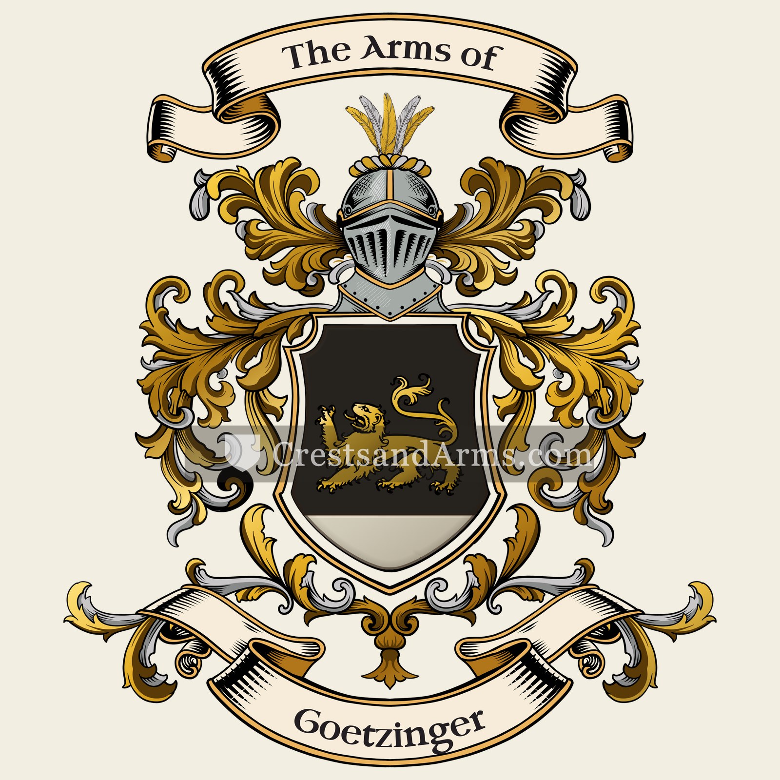 The Goetzinger coat of arms, drawn from the recorded blazon