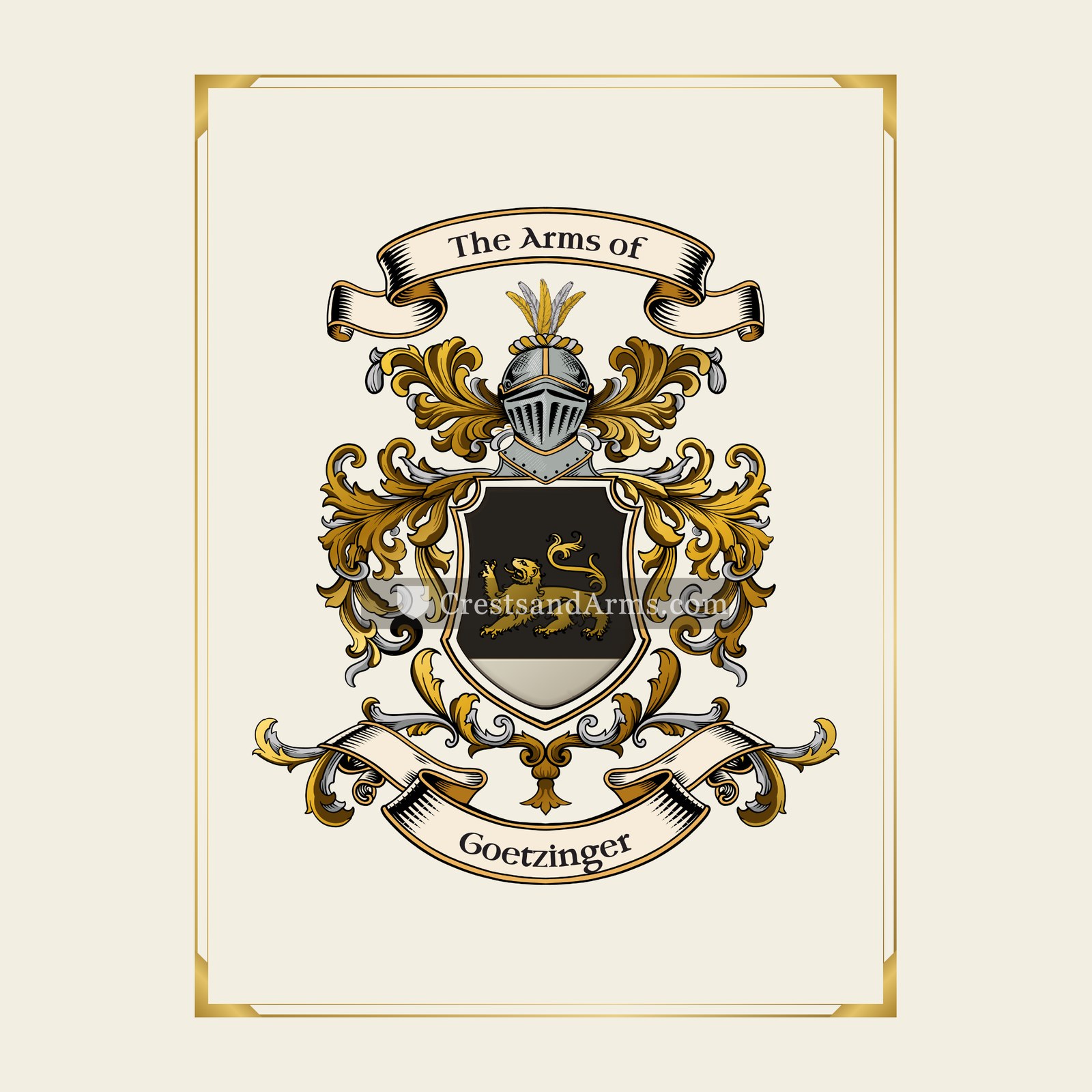 With gold border