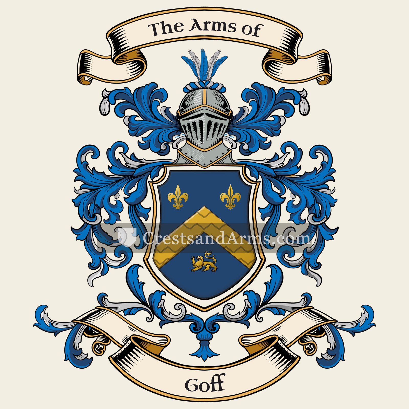 The Goff coat of arms, drawn from the recorded blazon