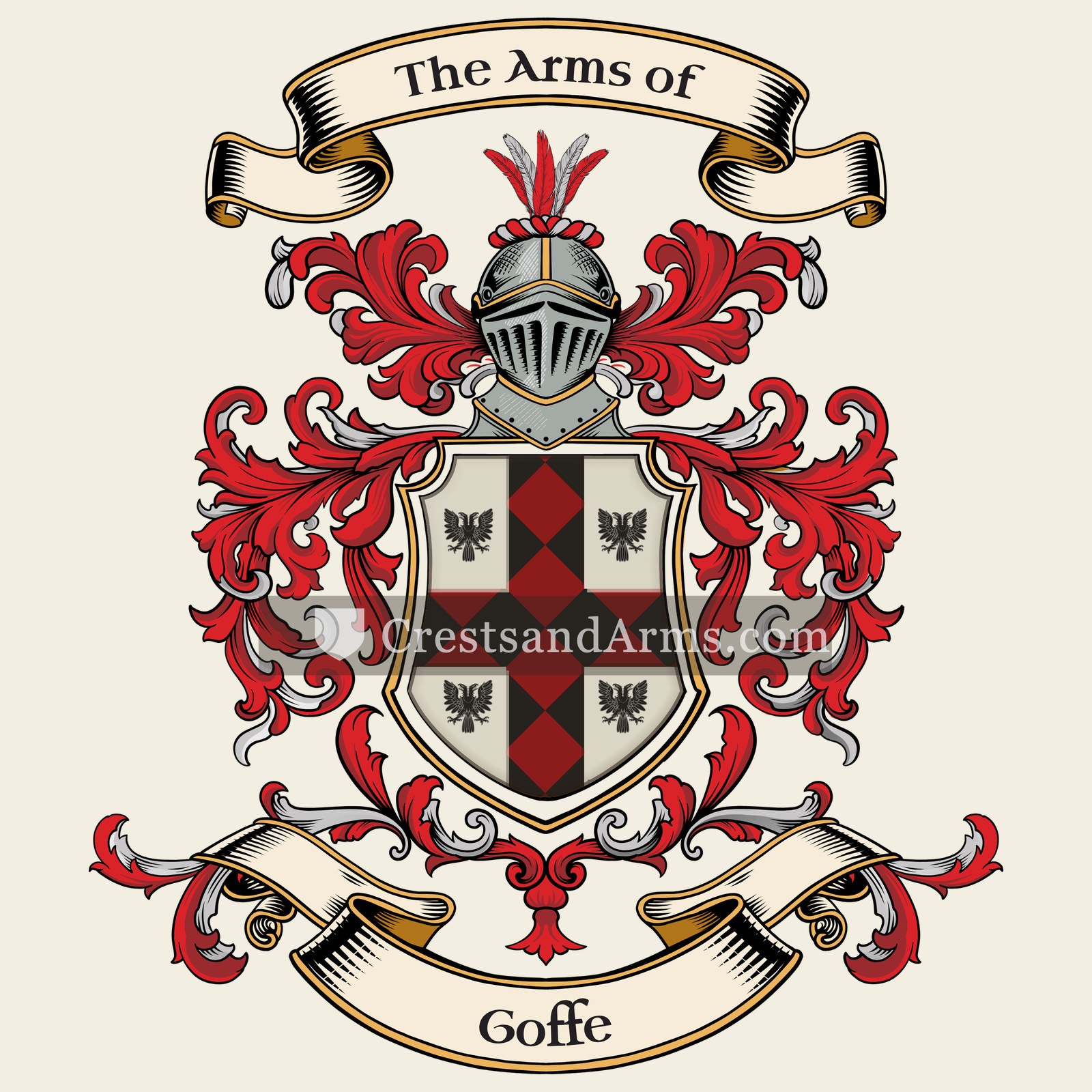 The Goffe coat of arms, drawn from the recorded blazon