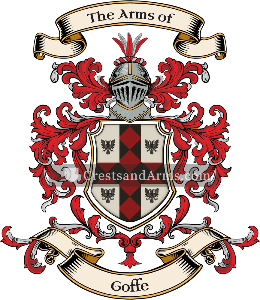 The Goffe coat of arms, drawn from the recorded blazon