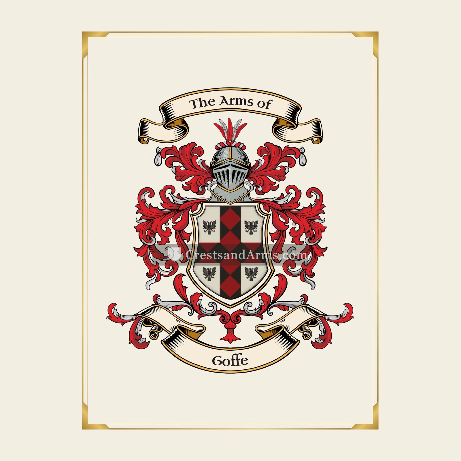With gold border
