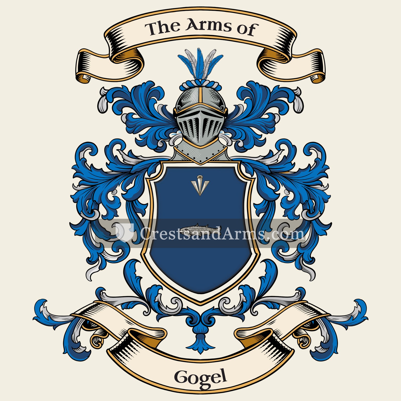 The Gogel coat of arms, drawn from the recorded blazon