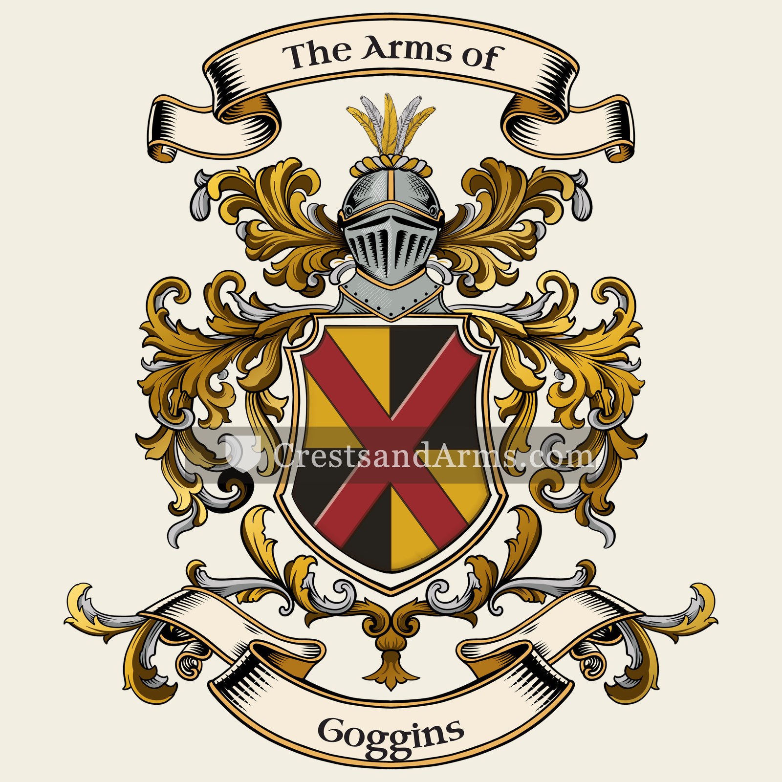 The Goggins coat of arms, drawn from the recorded blazon