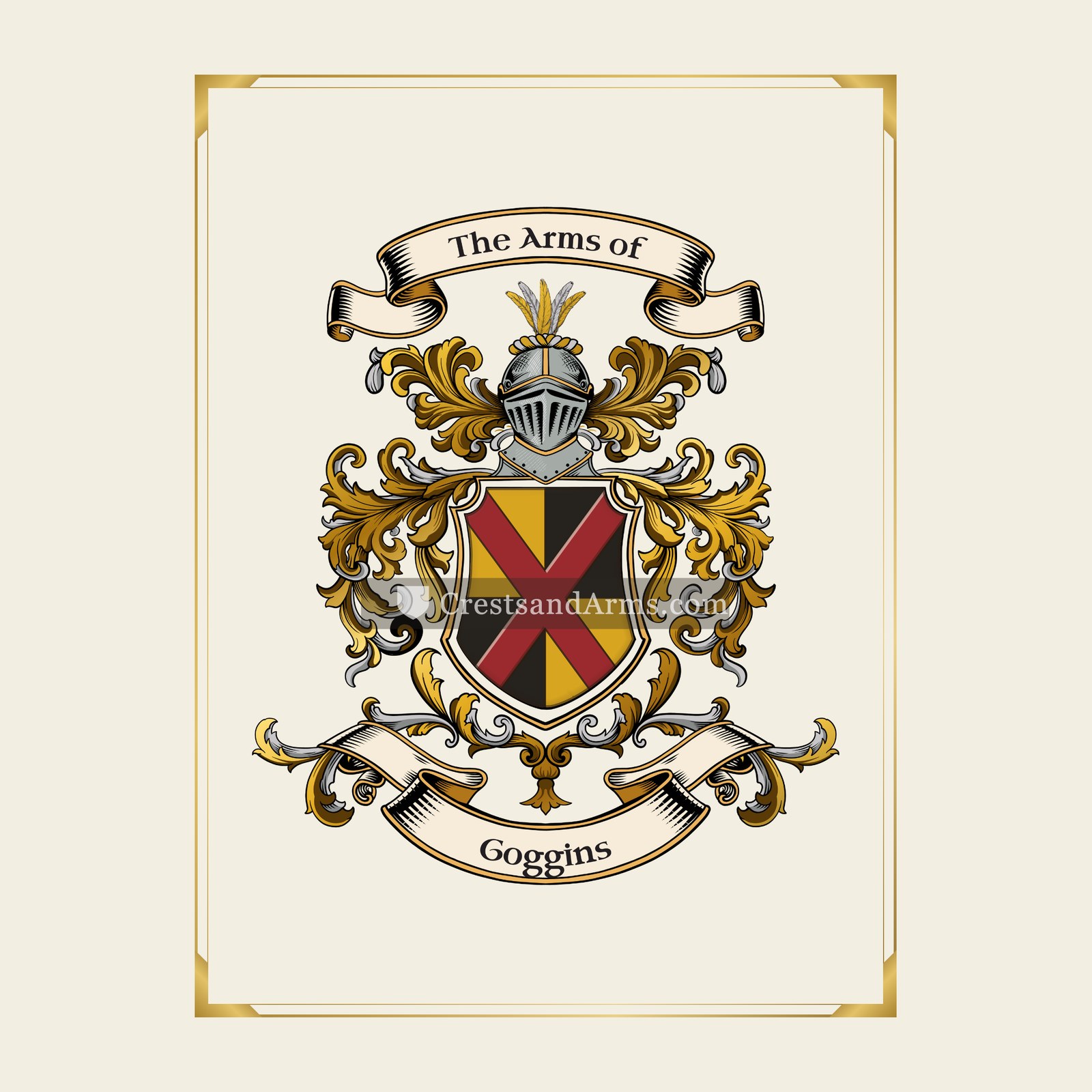 With gold border