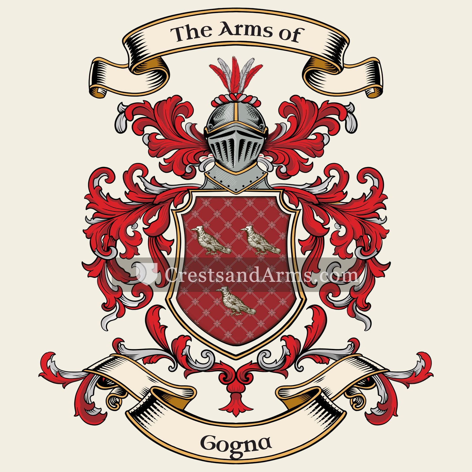 The Gogna coat of arms, drawn from the recorded blazon