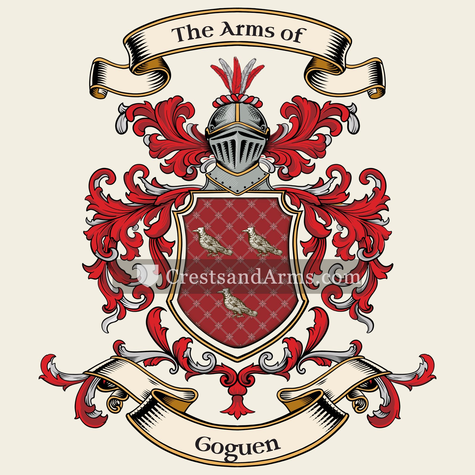 The Goguen coat of arms, drawn from the recorded blazon