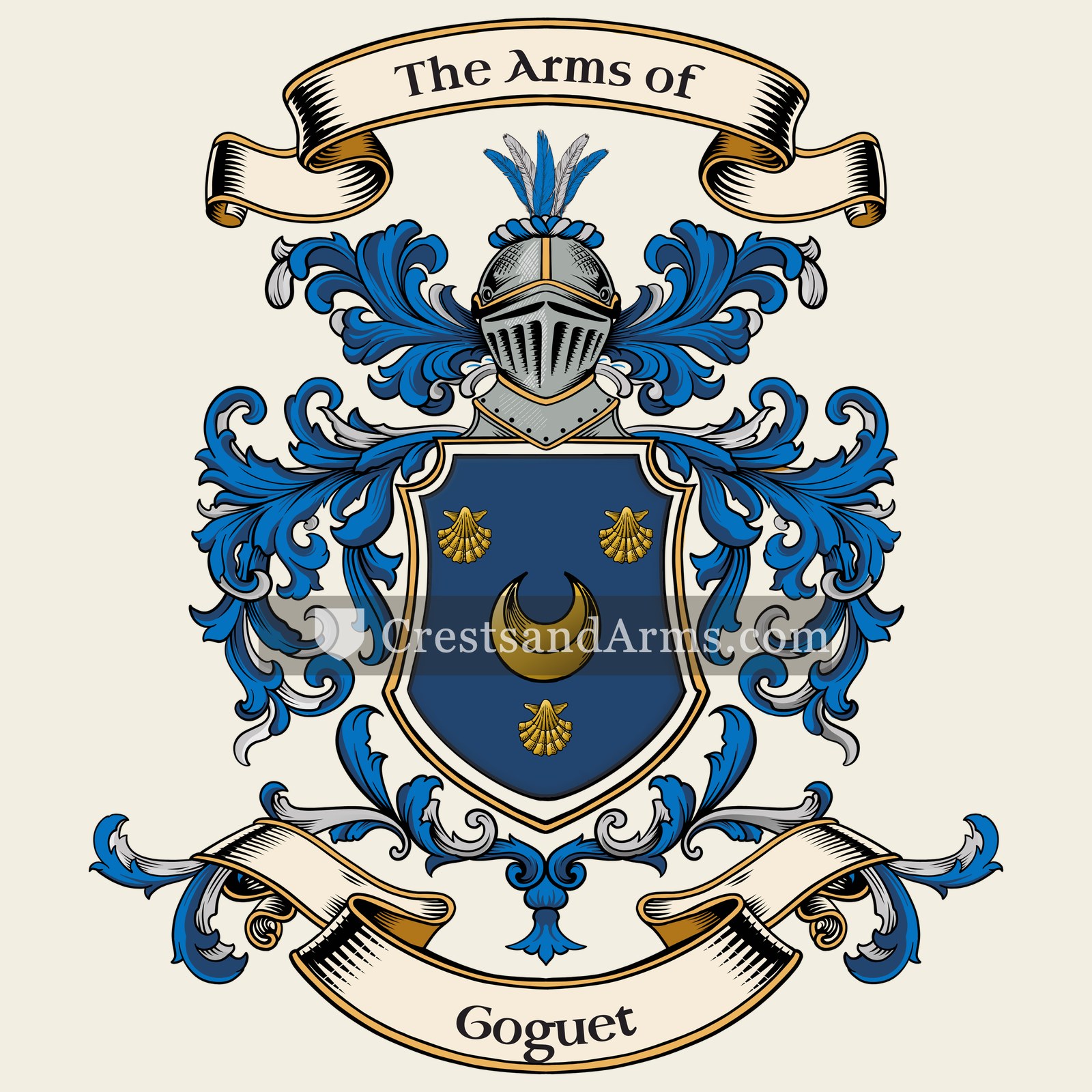 The Goguet coat of arms, drawn from the recorded blazon