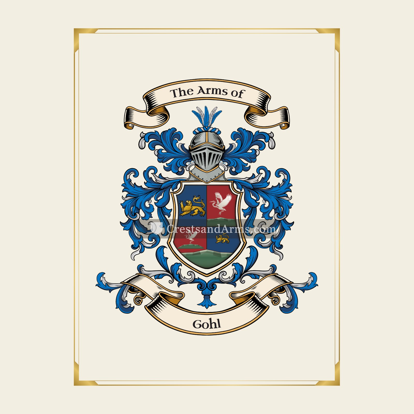 With gold border