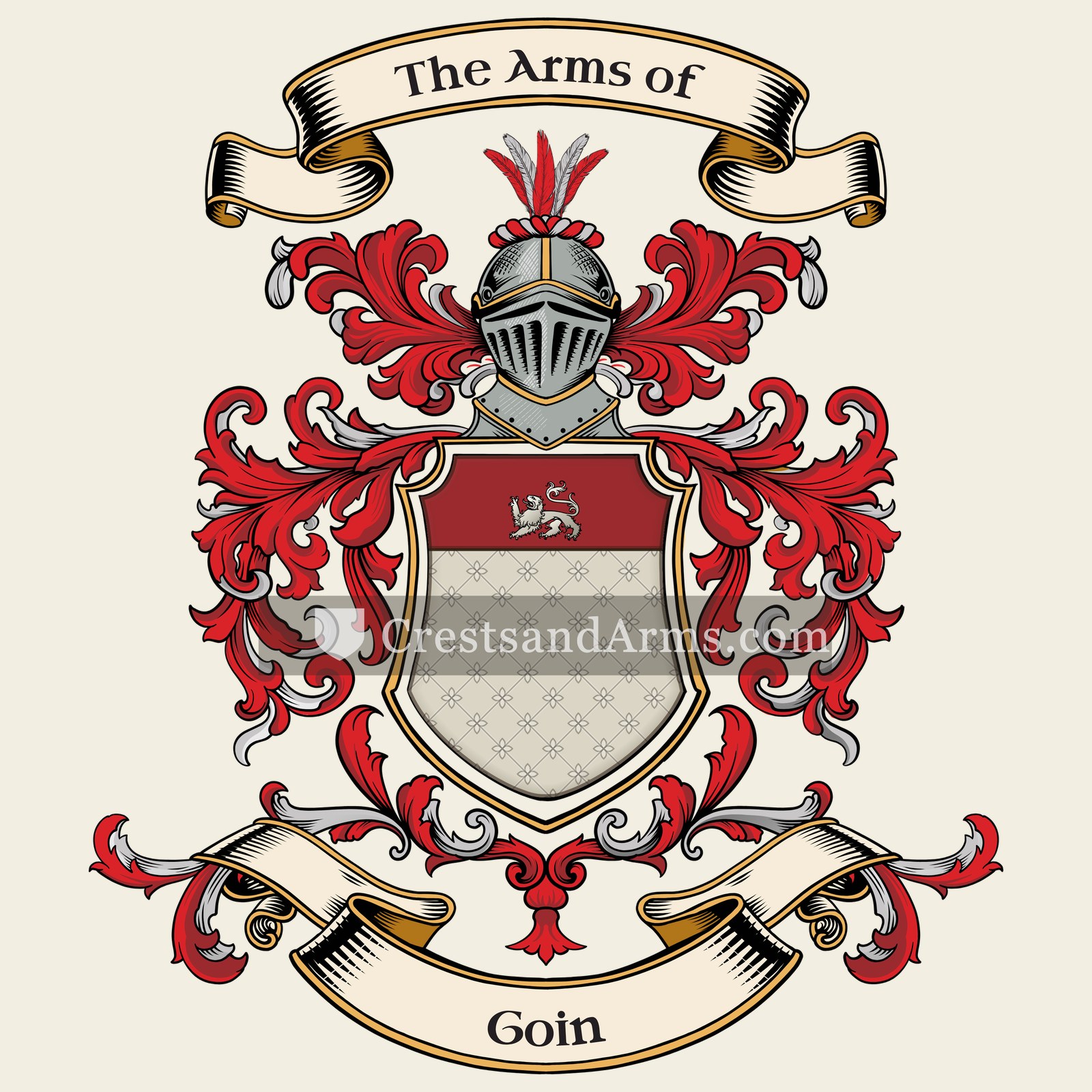 The Goin coat of arms, drawn from the recorded blazon