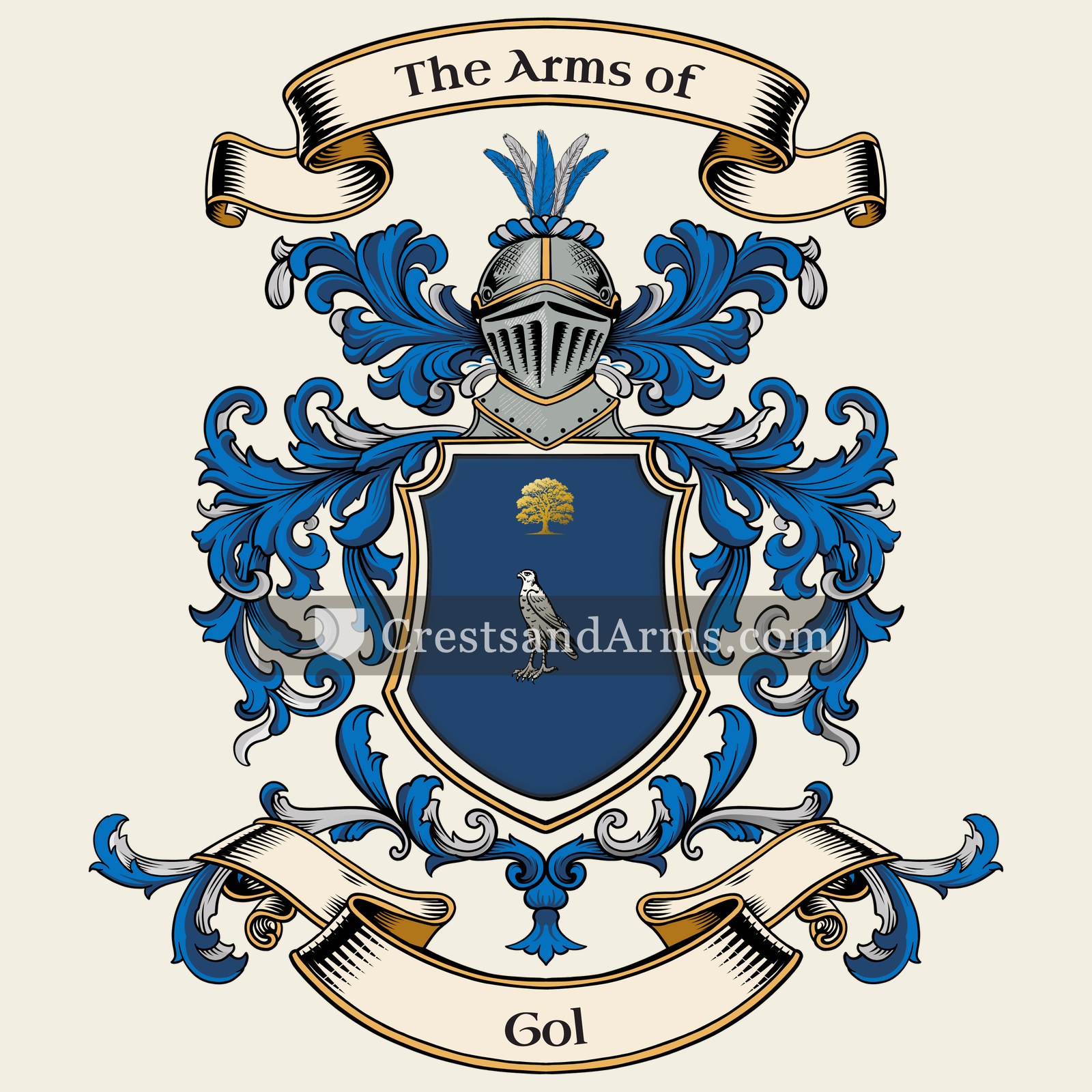 The Gol coat of arms, drawn from the recorded blazon