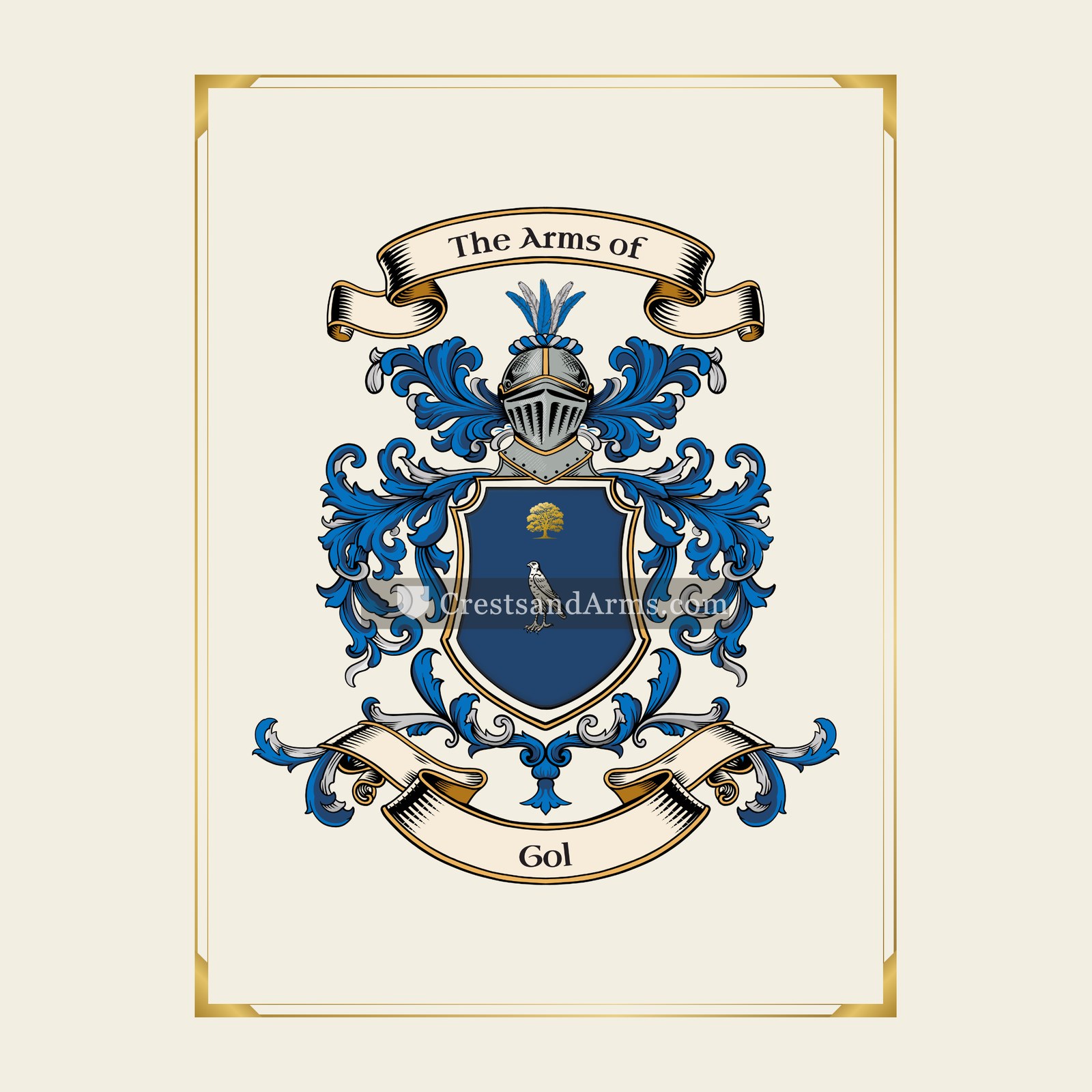 With gold border