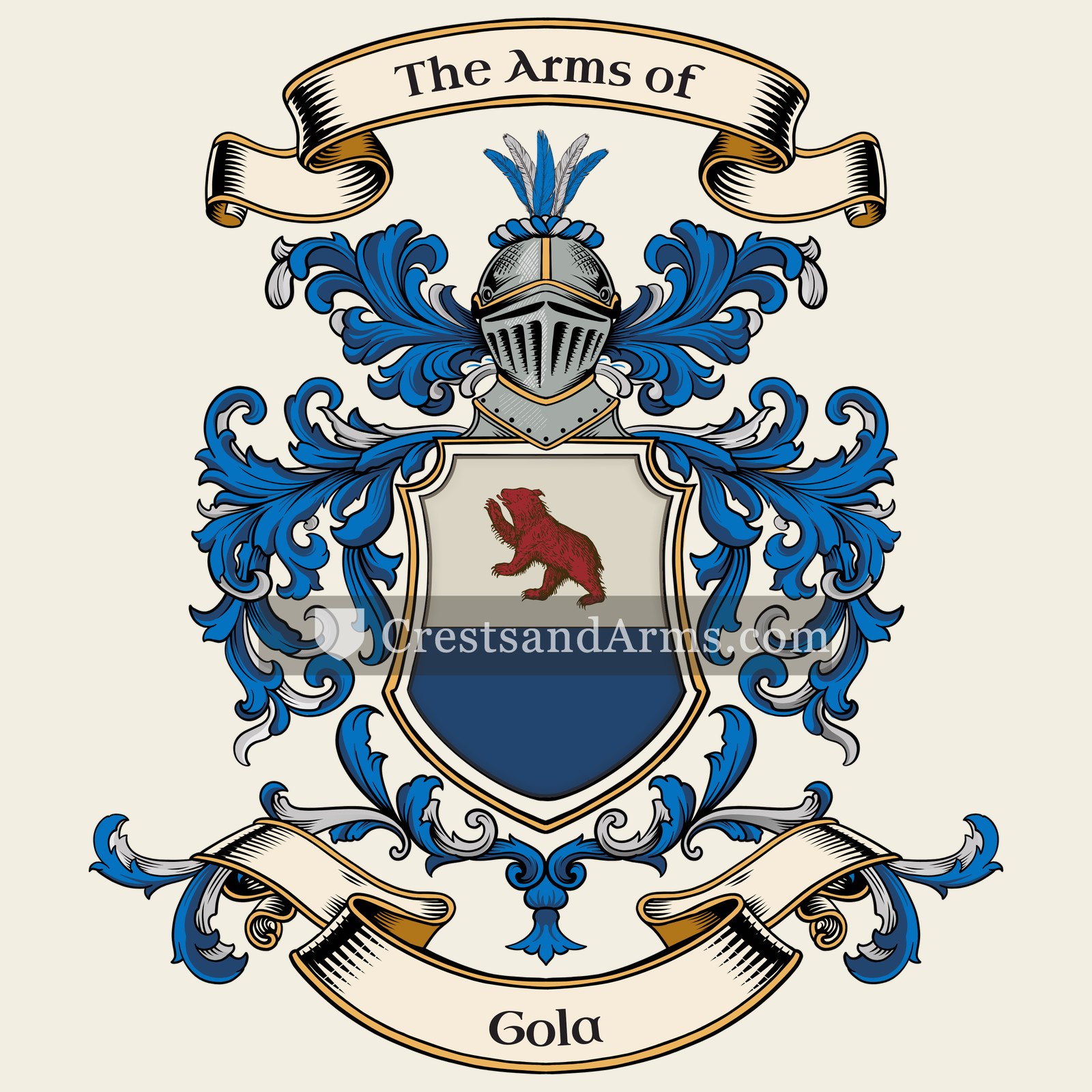 The Gola coat of arms, drawn from the recorded blazon