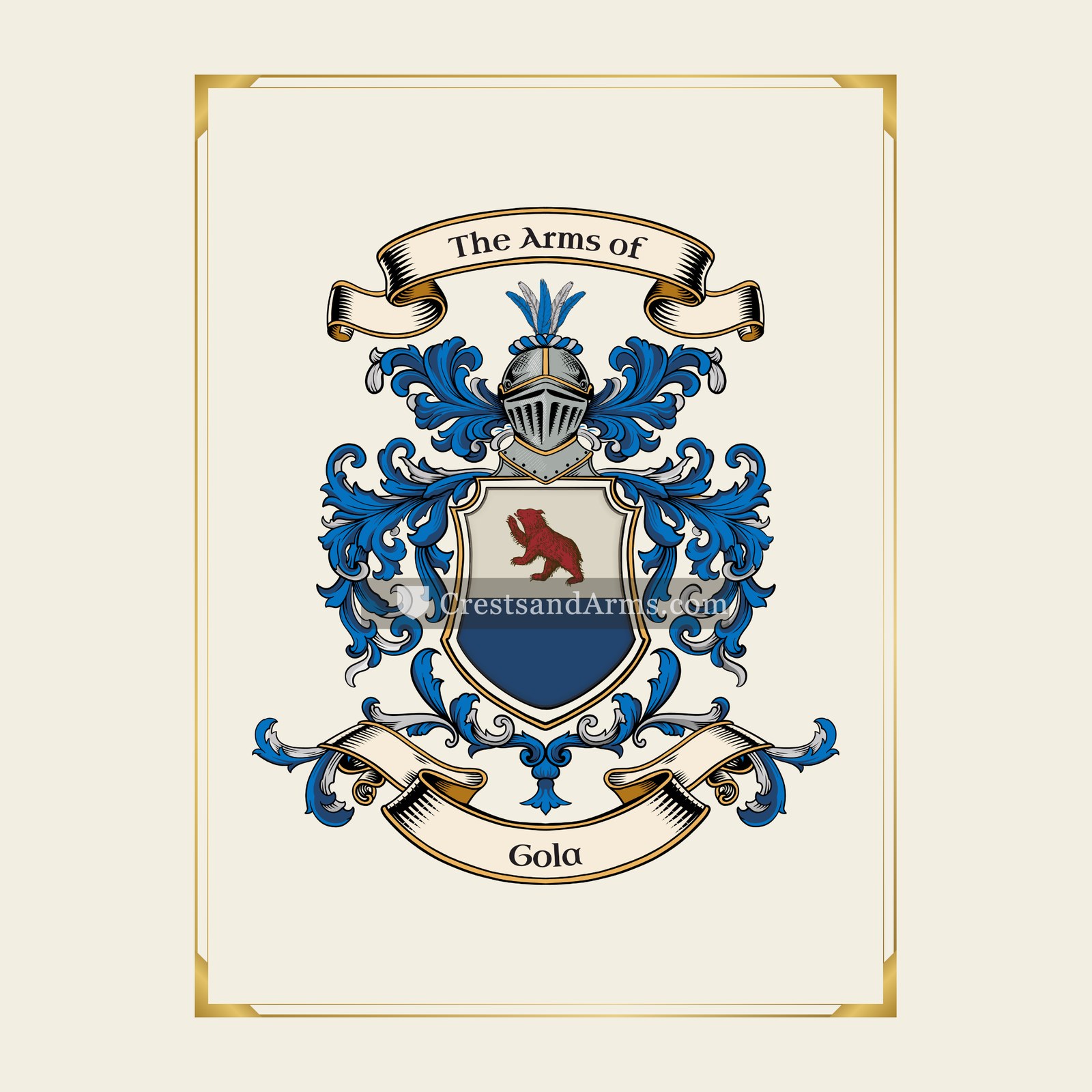 With gold border