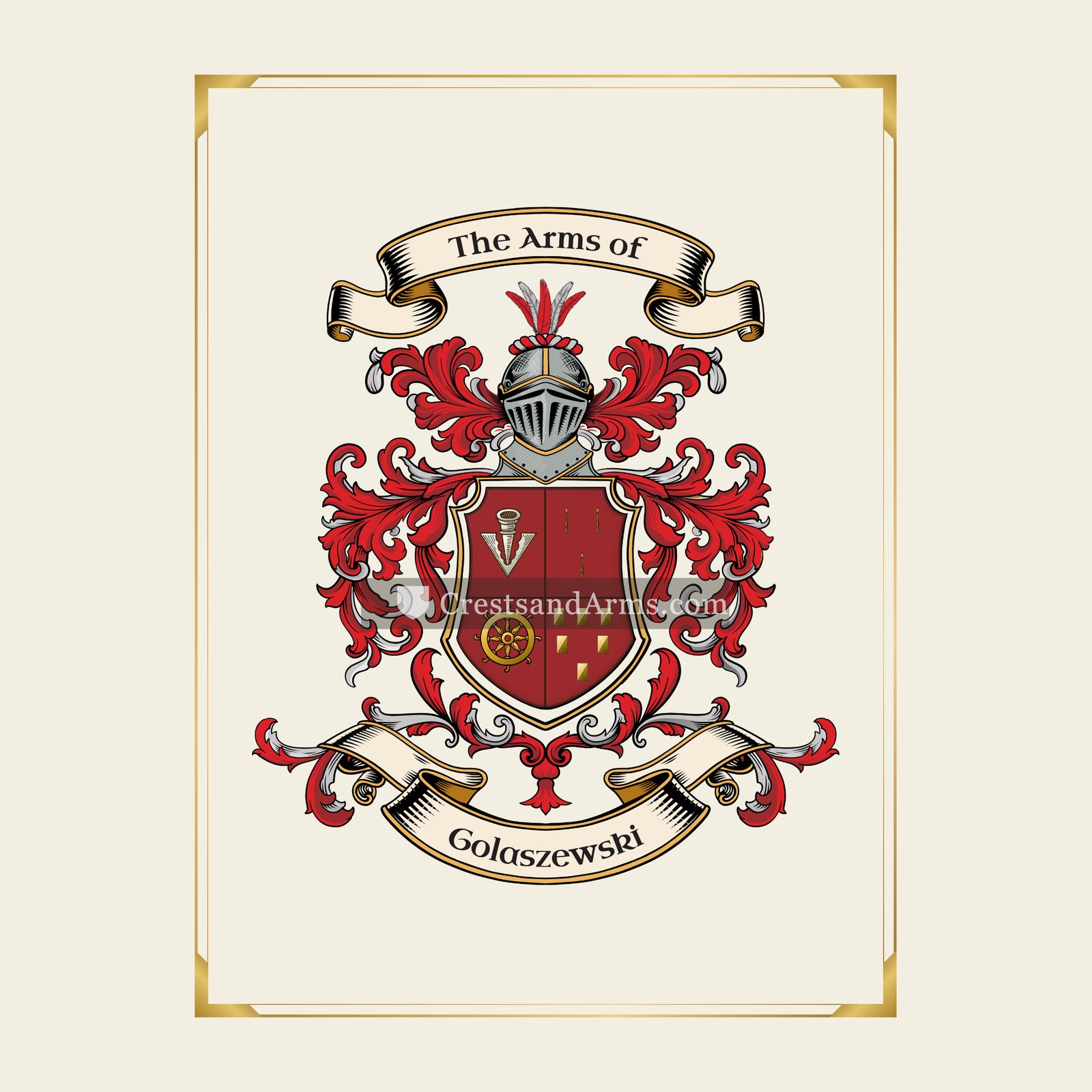 With gold border