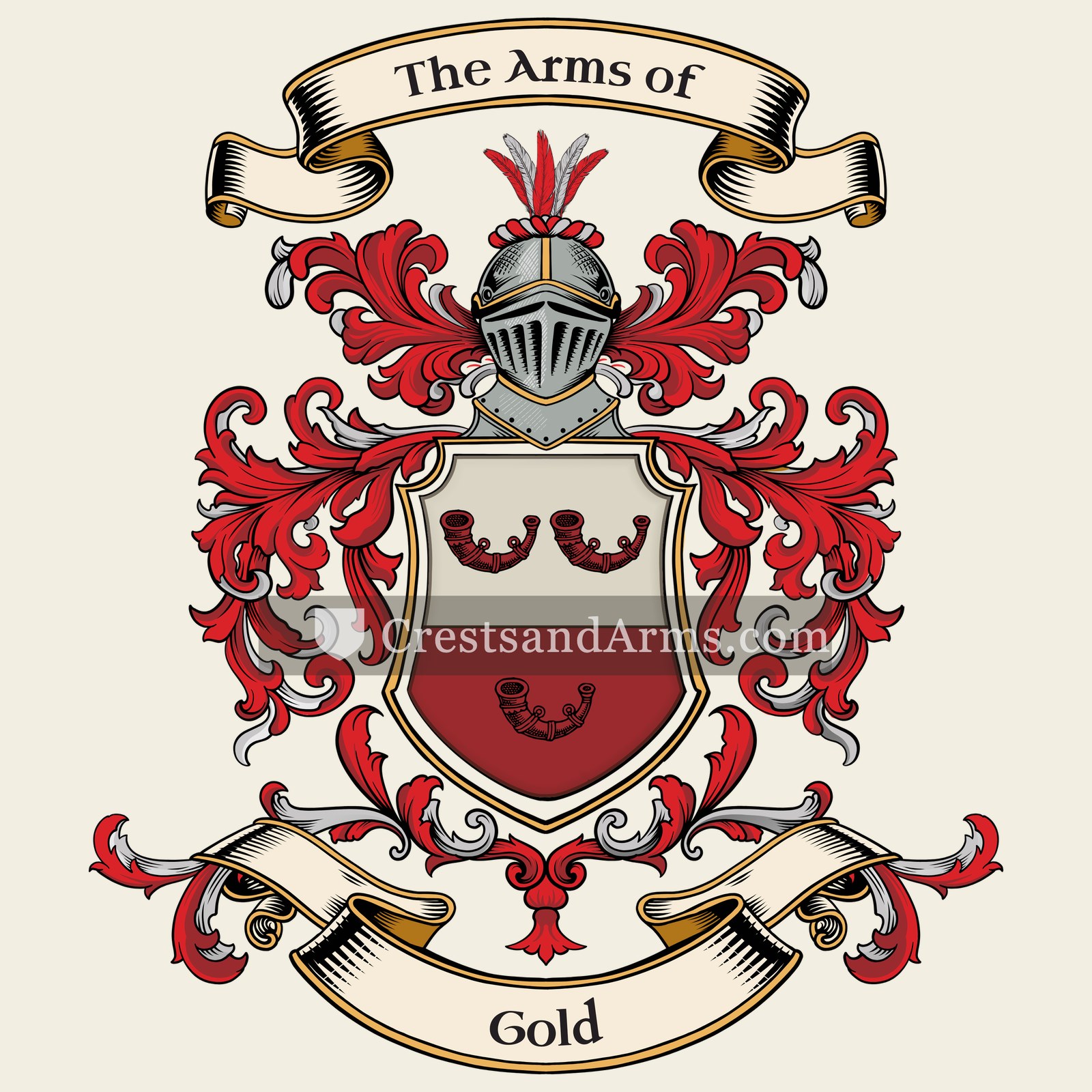 The Gold coat of arms, drawn from the recorded blazon