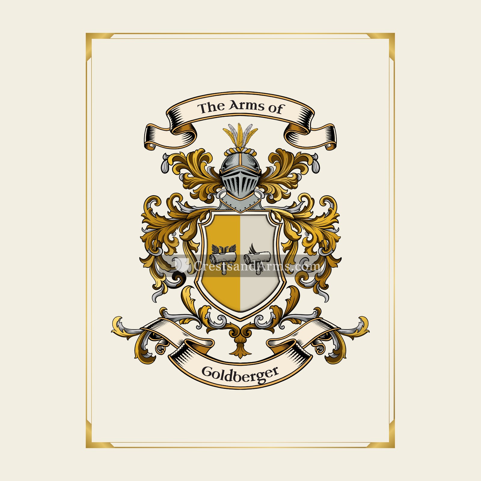 With gold border