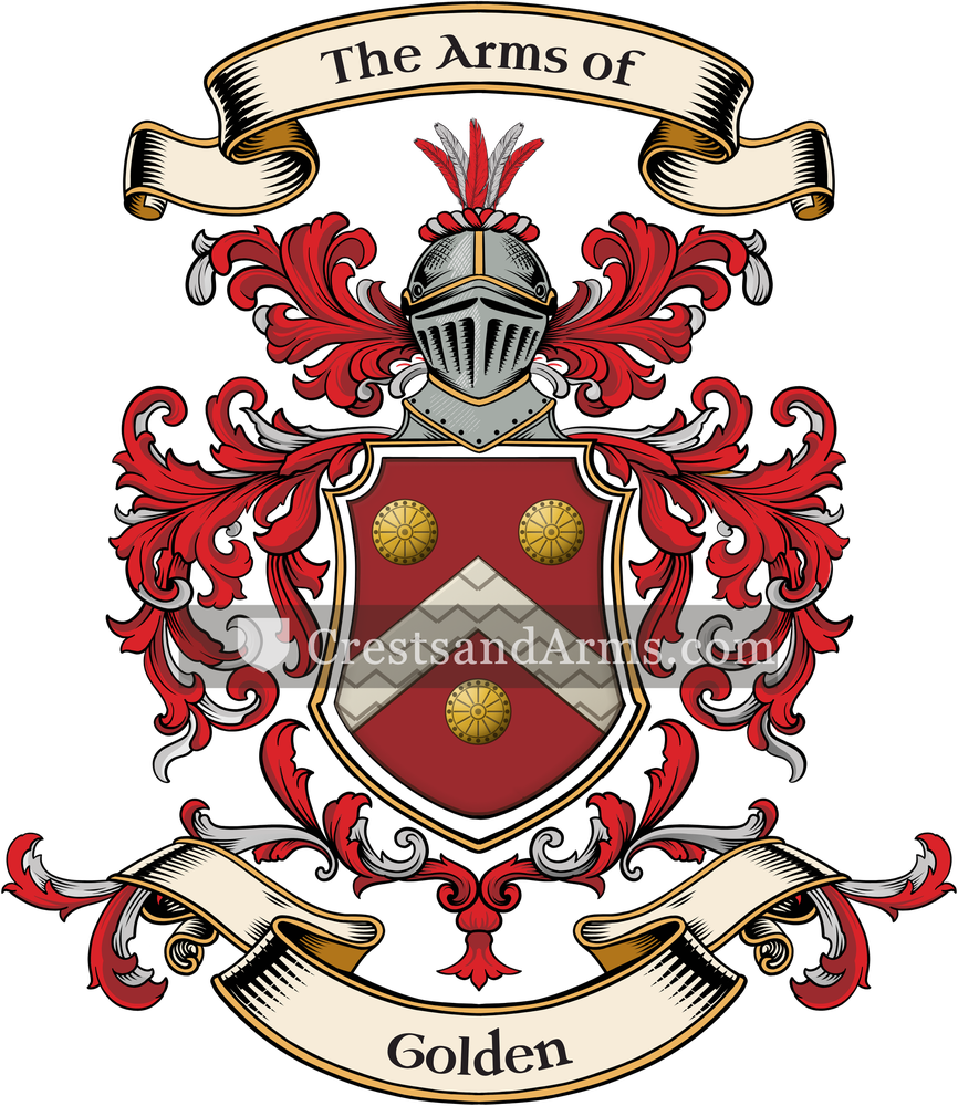 The Golden coat of arms, drawn from the recorded blazon