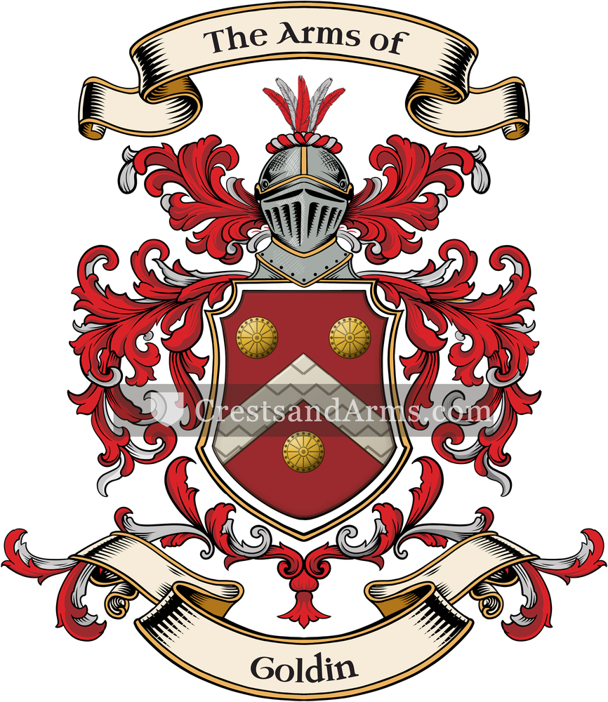 The Goldin coat of arms, drawn from the recorded blazon