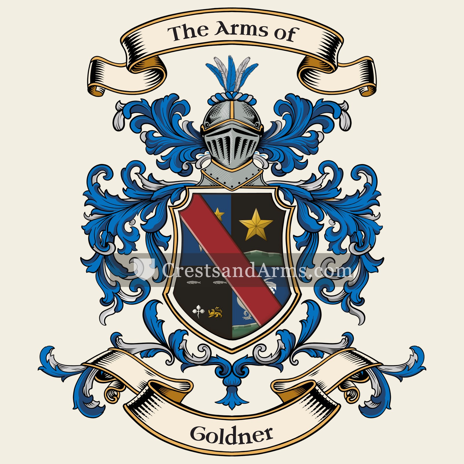 The Goldner coat of arms, drawn from the recorded blazon