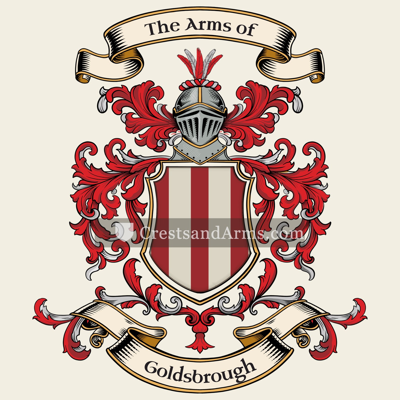 The Goldsbrough coat of arms, drawn from the recorded blazon