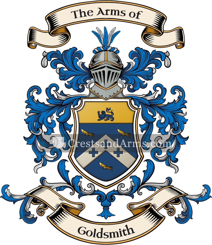 The Goldsmith coat of arms, drawn from the recorded blazon
