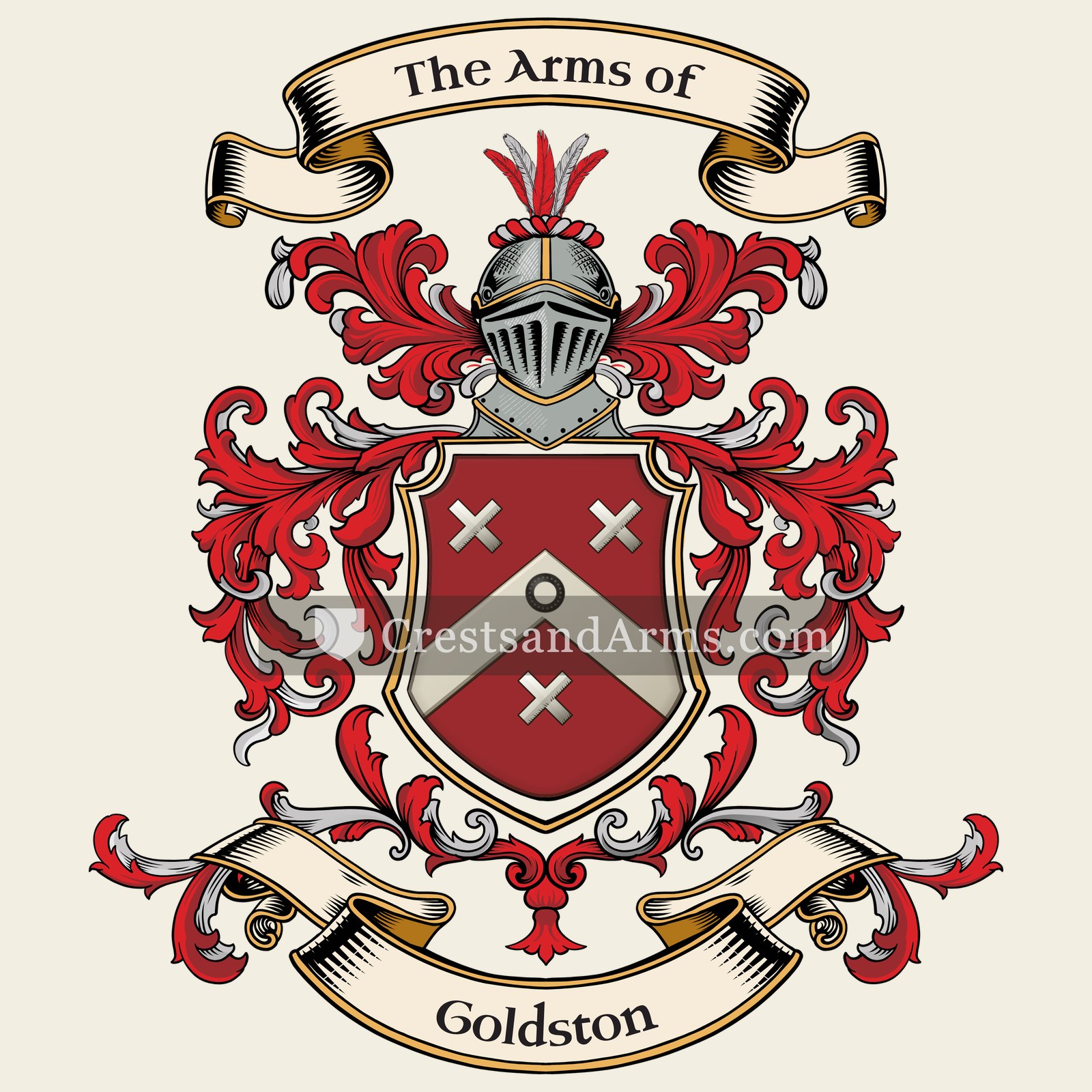 The Goldston coat of arms, drawn from the recorded blazon