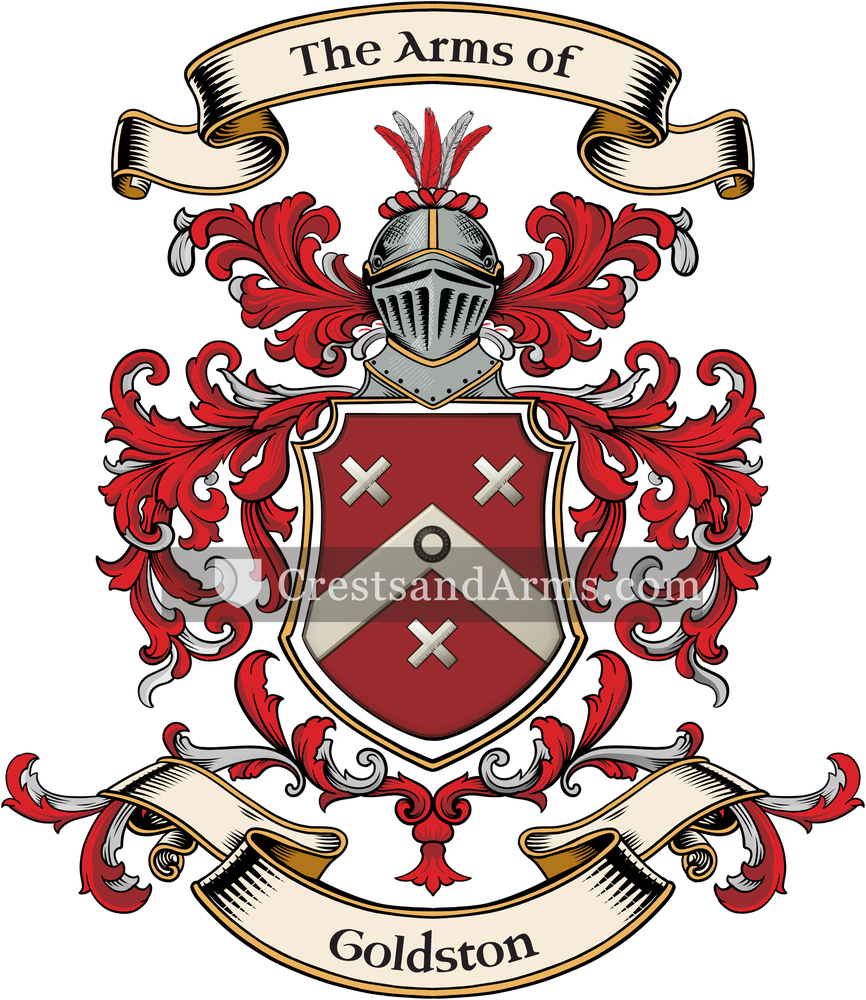The Goldston coat of arms, drawn from the recorded blazon
