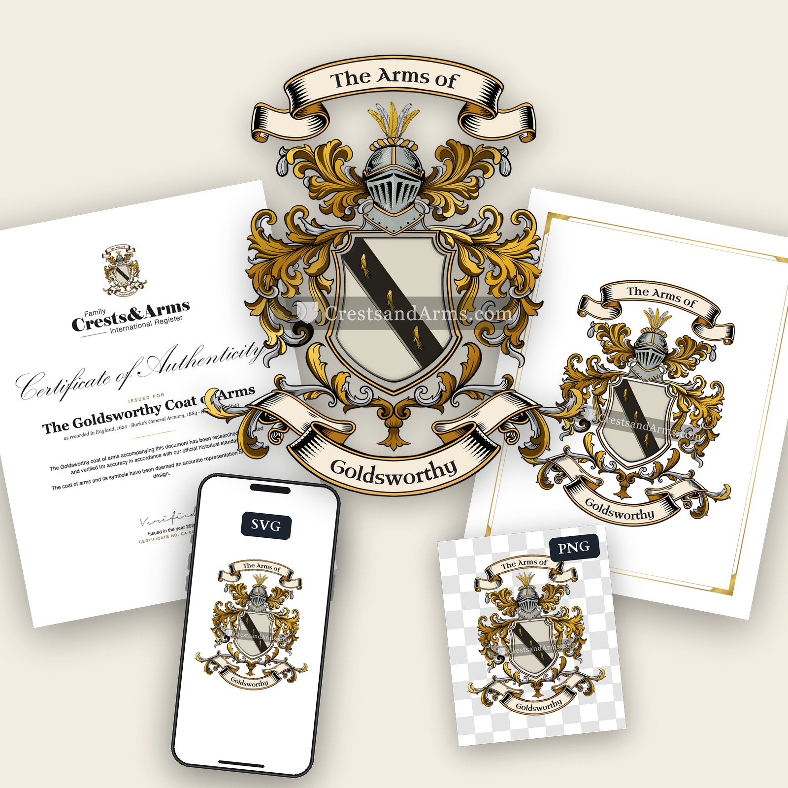 The Goldsworthy arms on the coat of arms — digital pack