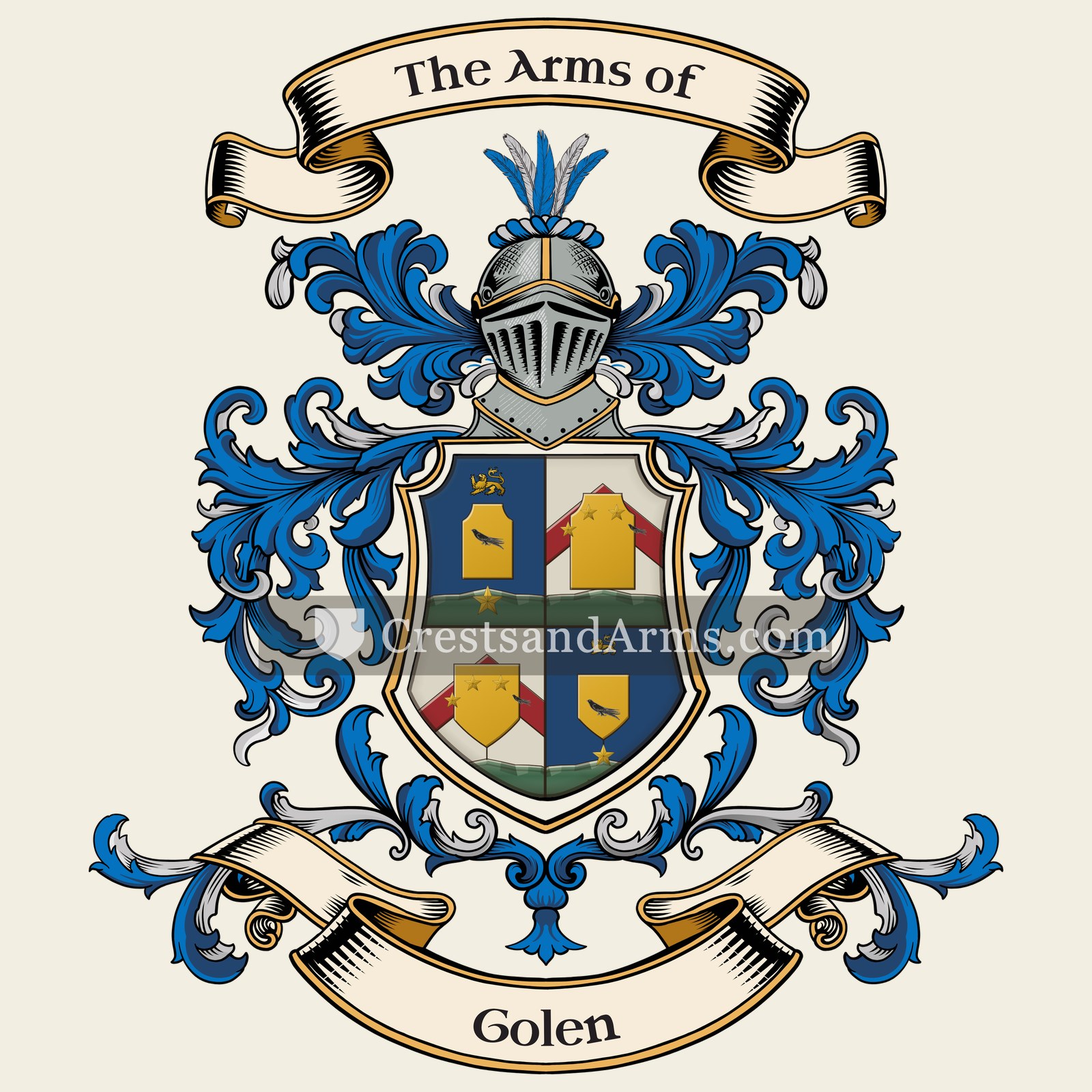 The Golen coat of arms, drawn from the recorded blazon