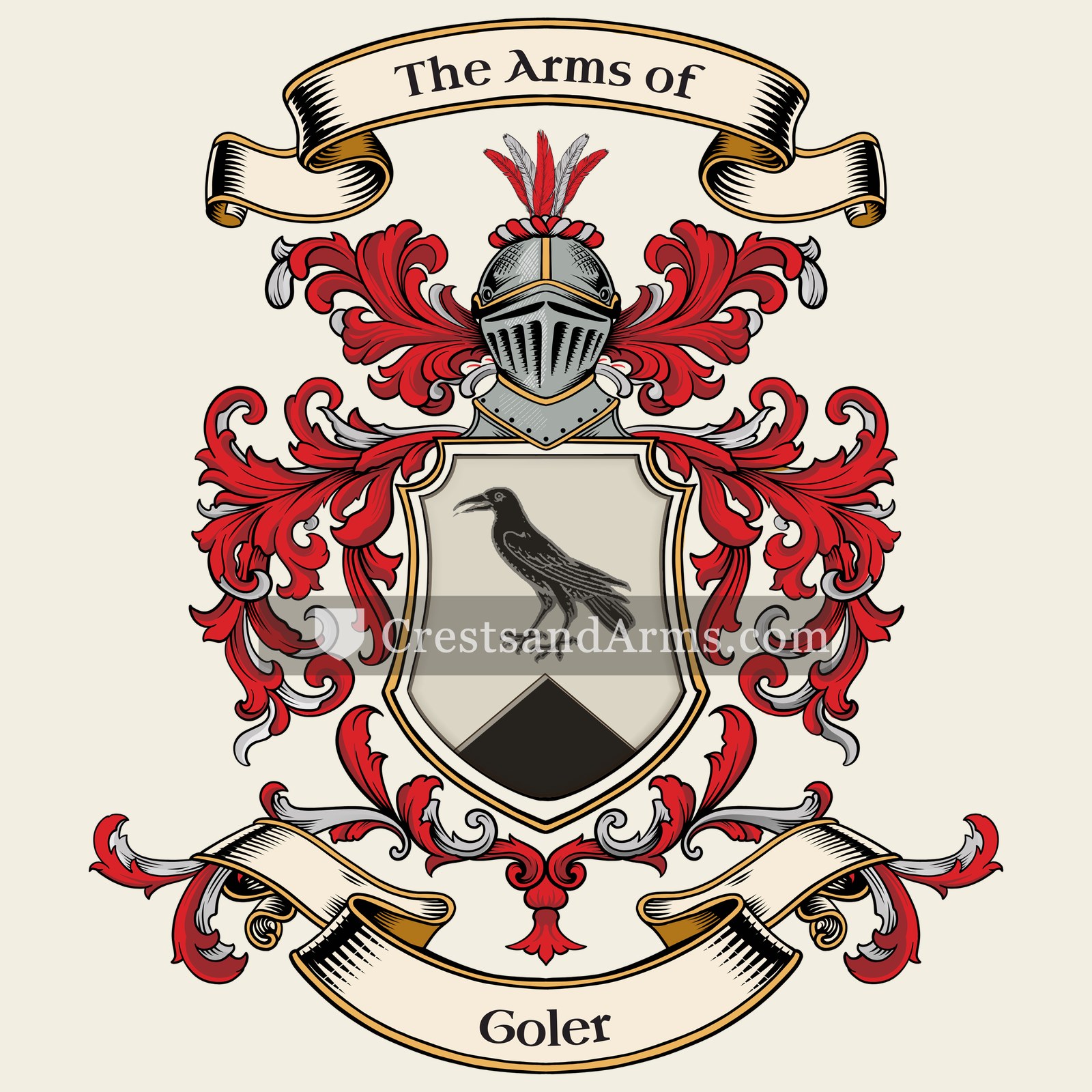 The Goler coat of arms, drawn from the recorded blazon