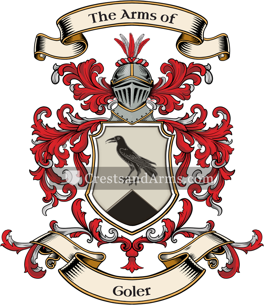The Goler coat of arms, drawn from the recorded blazon