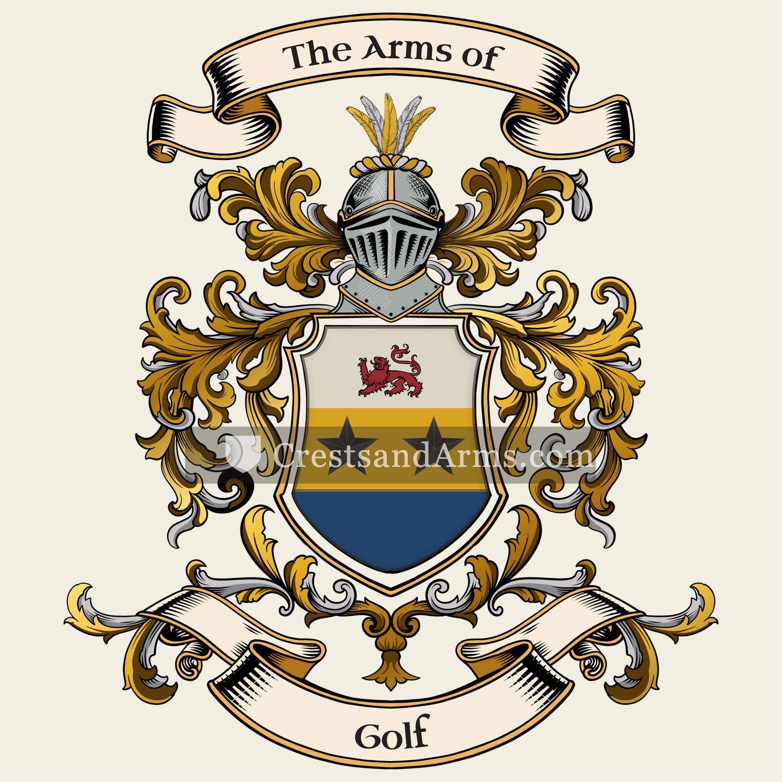 The Golf coat of arms, drawn from the recorded blazon