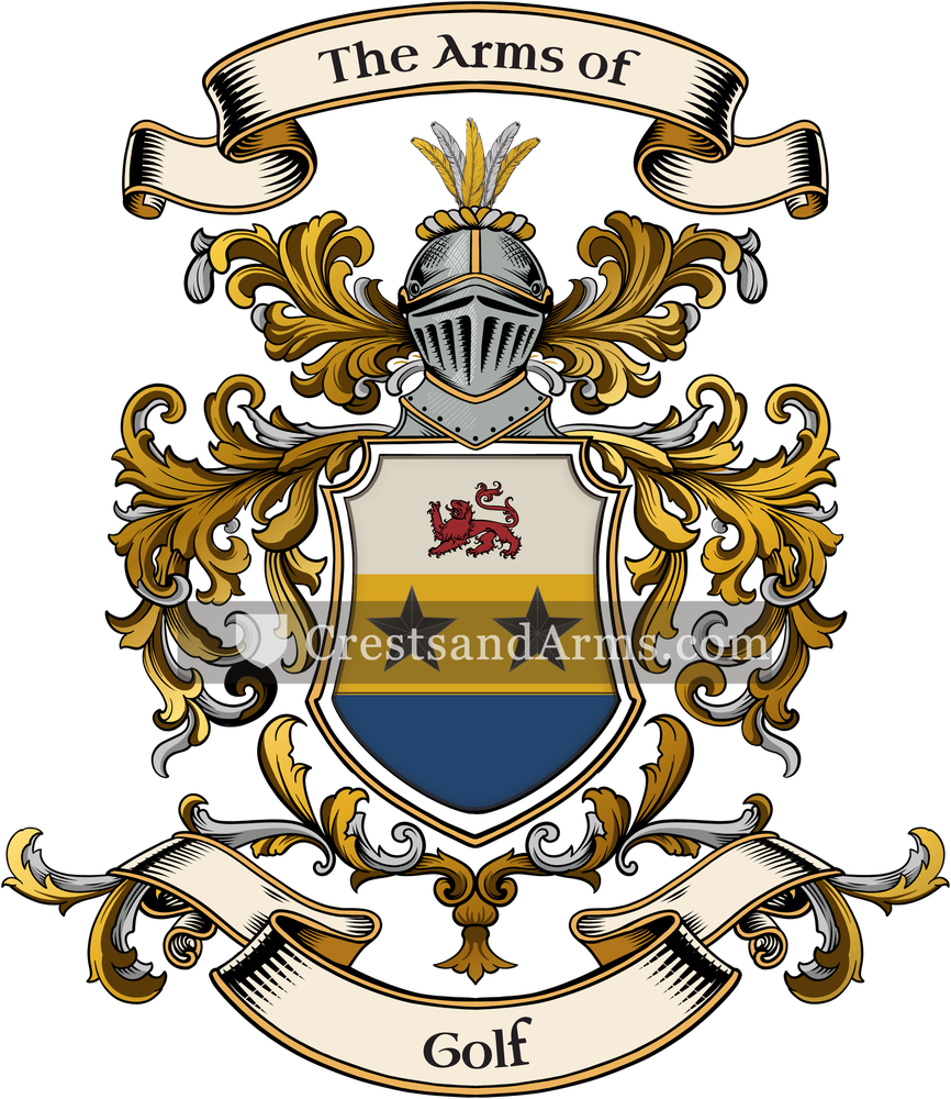 The Golf coat of arms, drawn from the recorded blazon