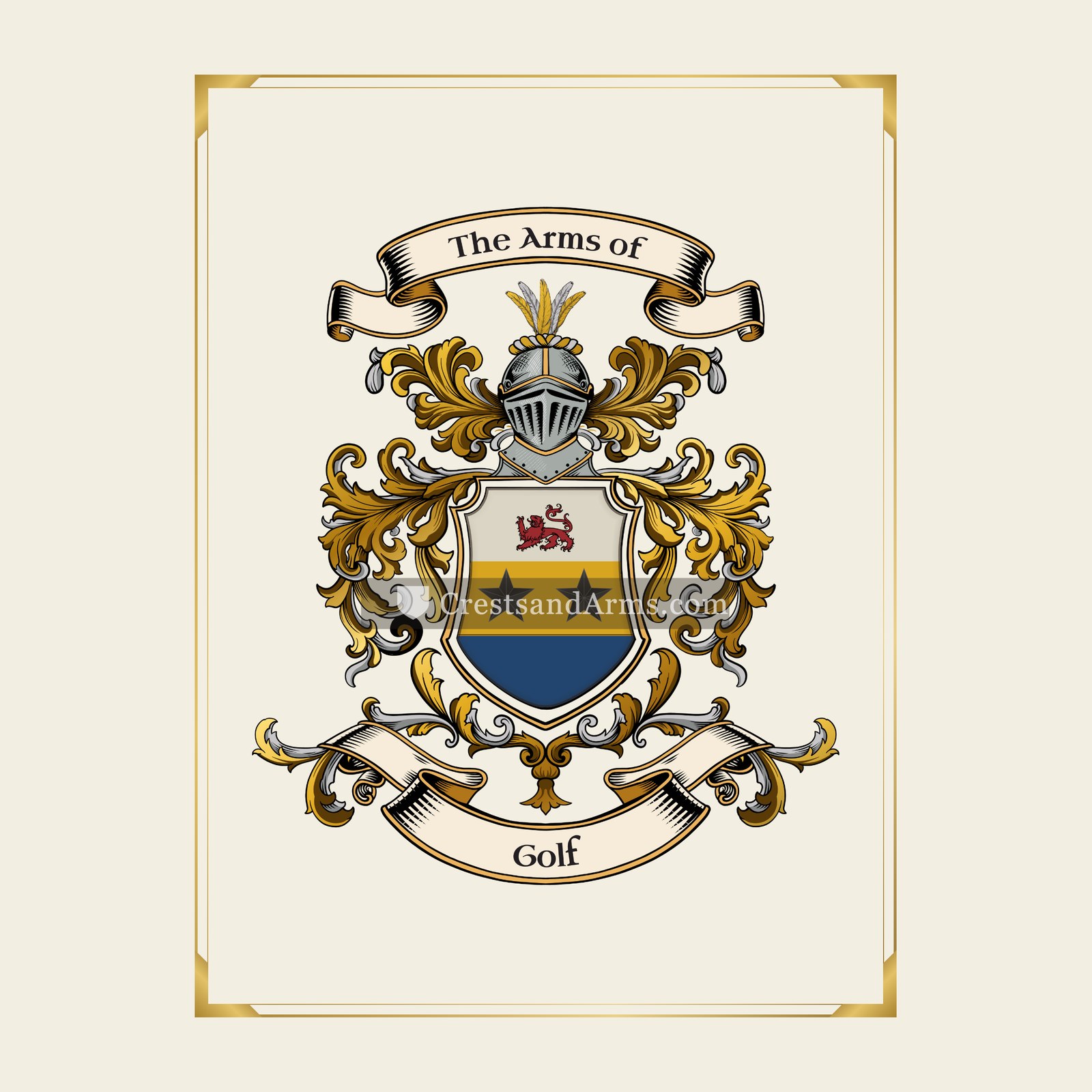 With gold border
