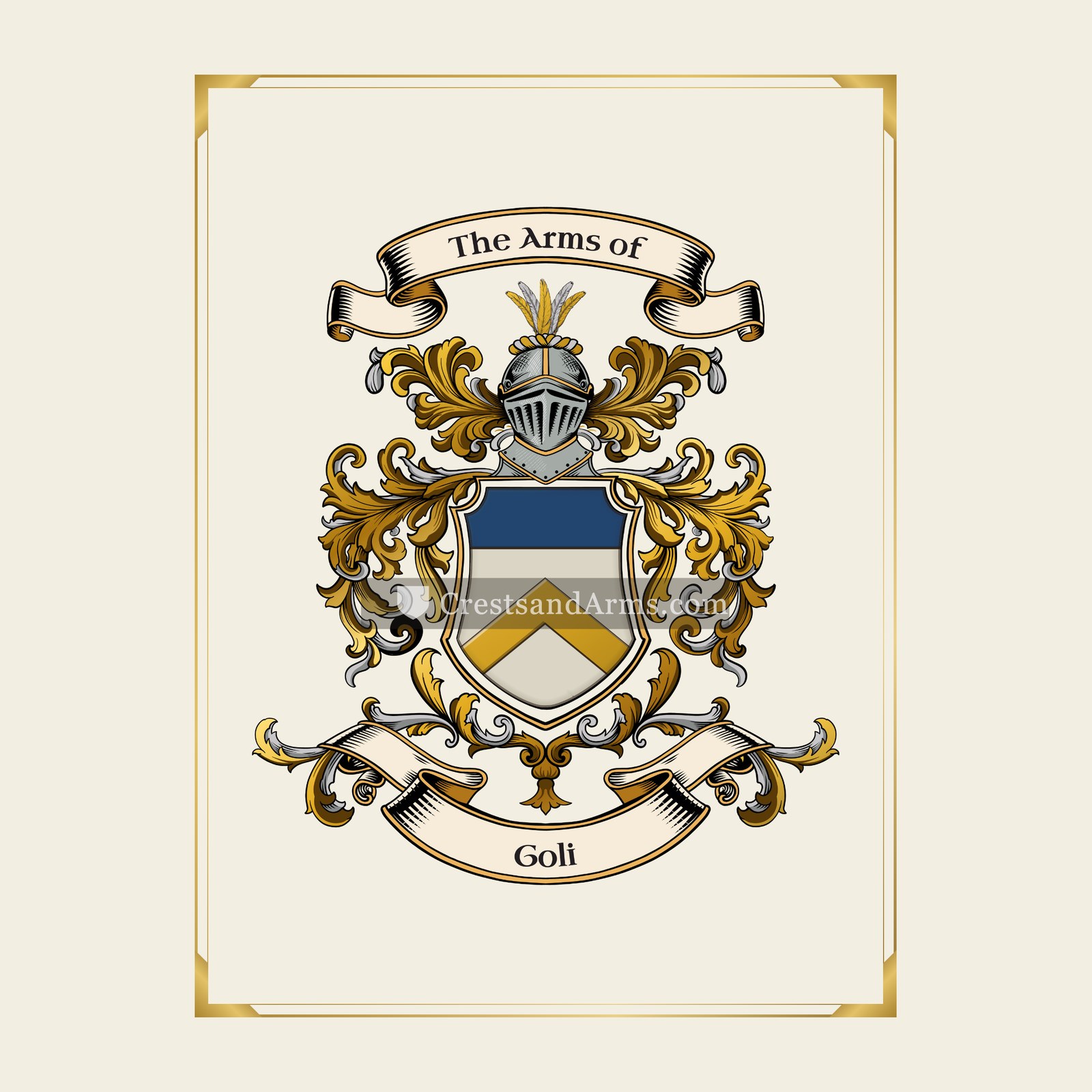 With gold border