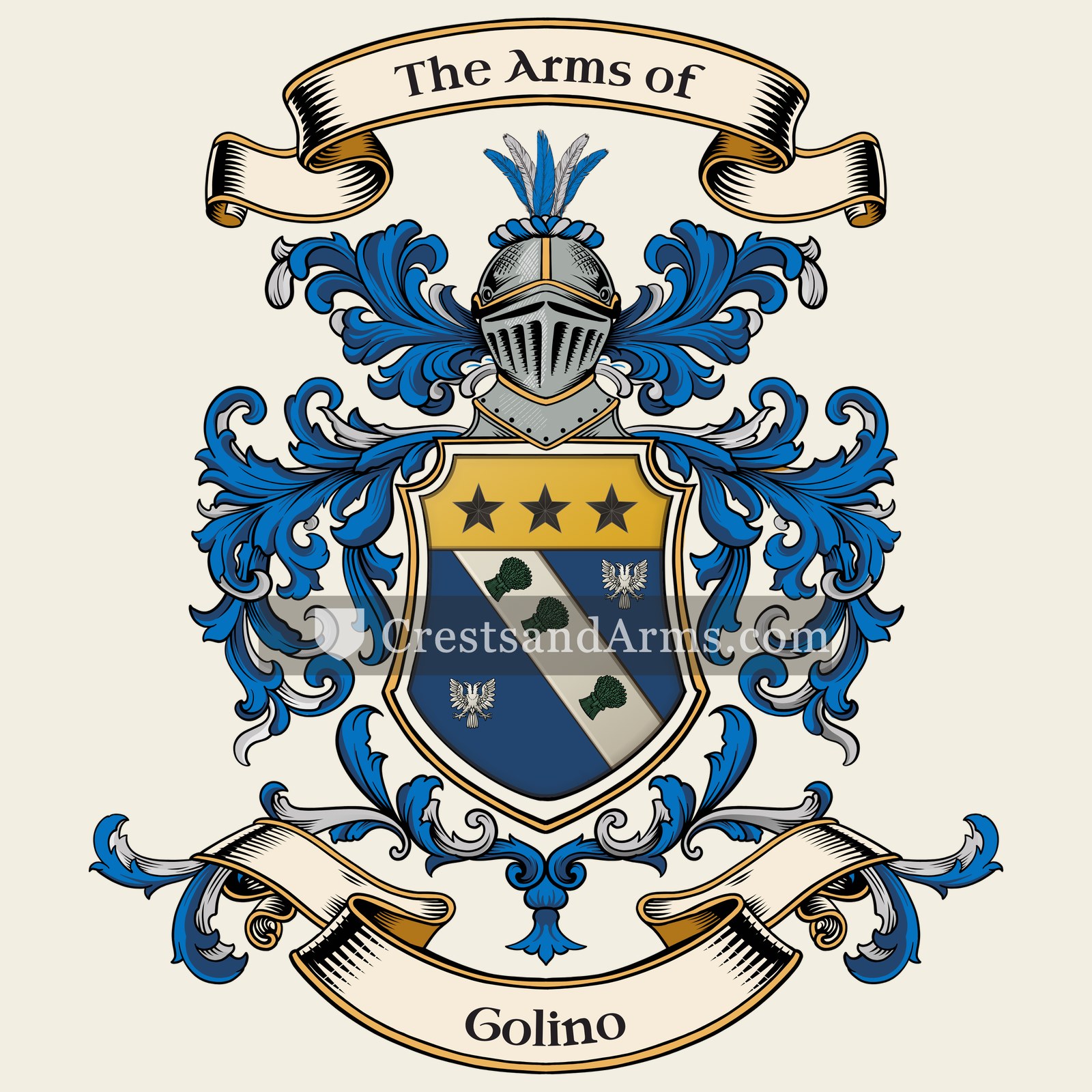 The Golino coat of arms, drawn from the recorded blazon