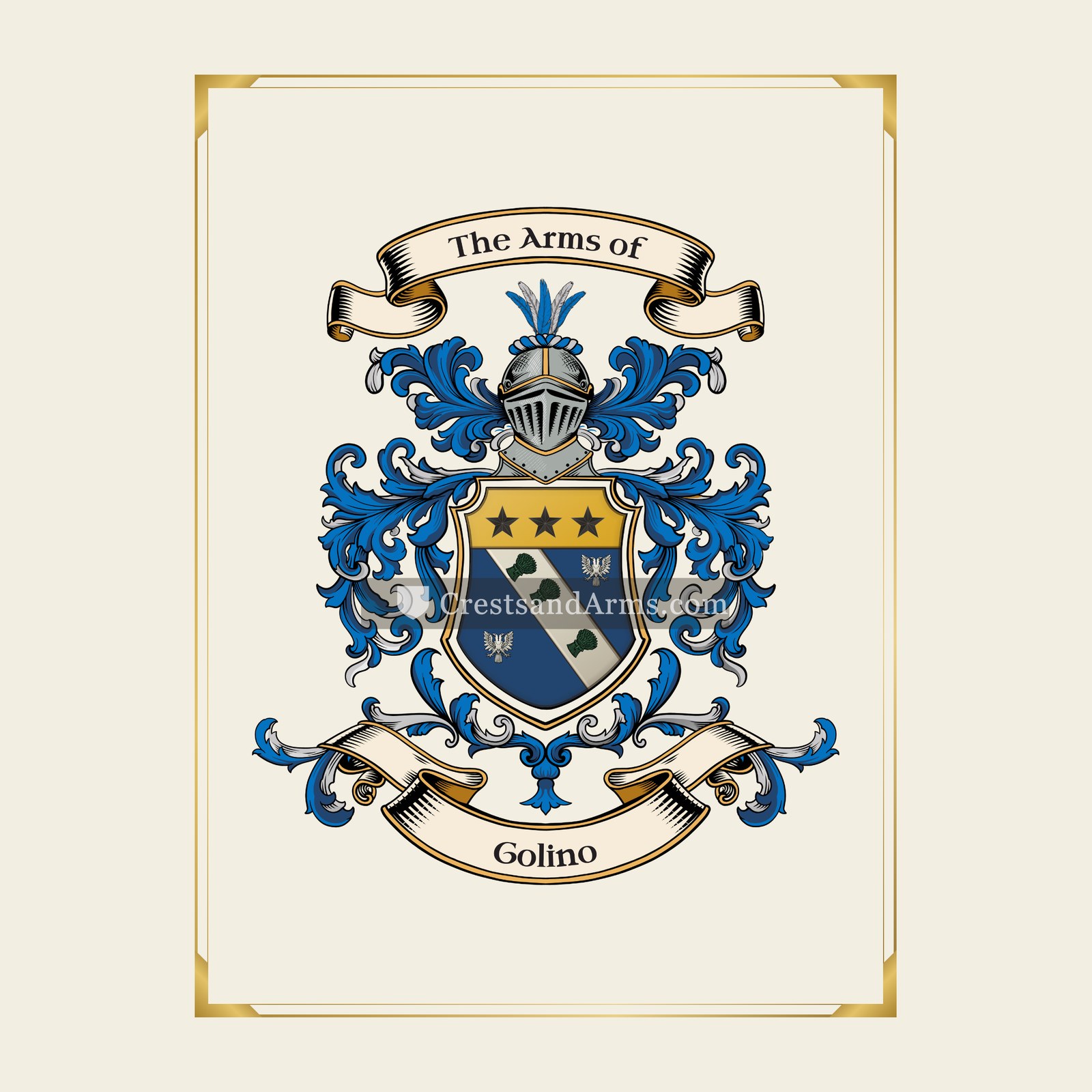 With gold border